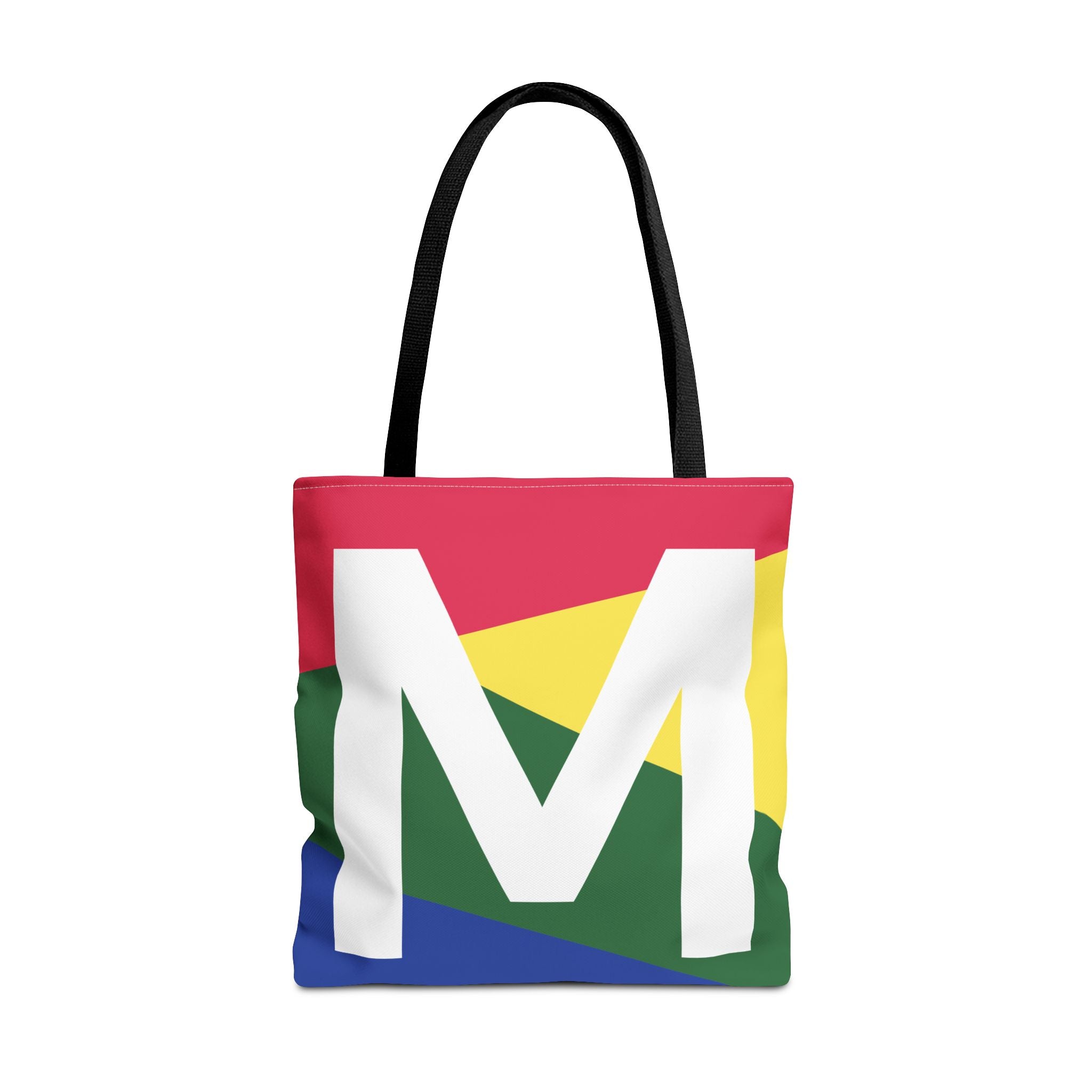 Monogram 'M' Colorblock Tote Bag — Personalized Initial M Shoulder Tote
