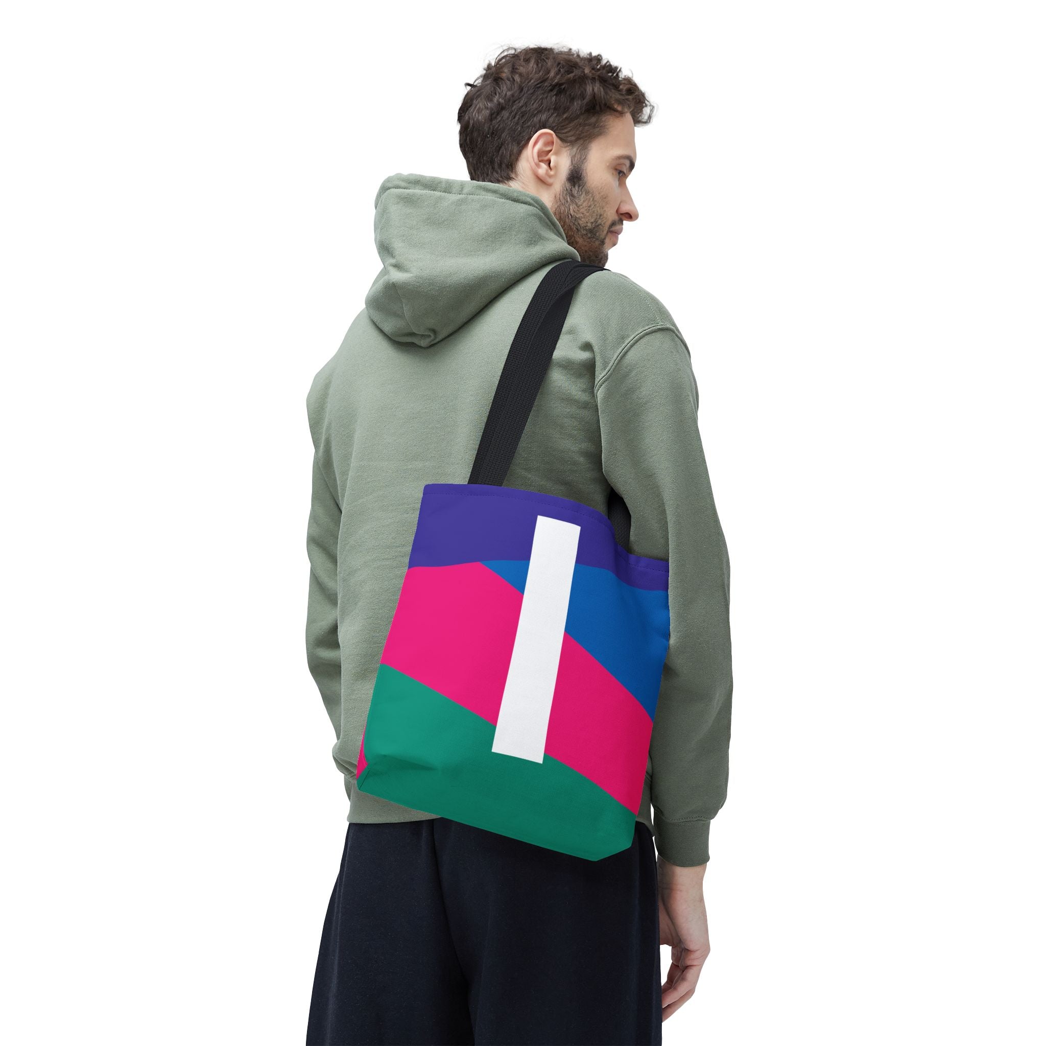 Monogram 'I' Colorblock Tote Bag — Personalized Initial I Shoulder Tote