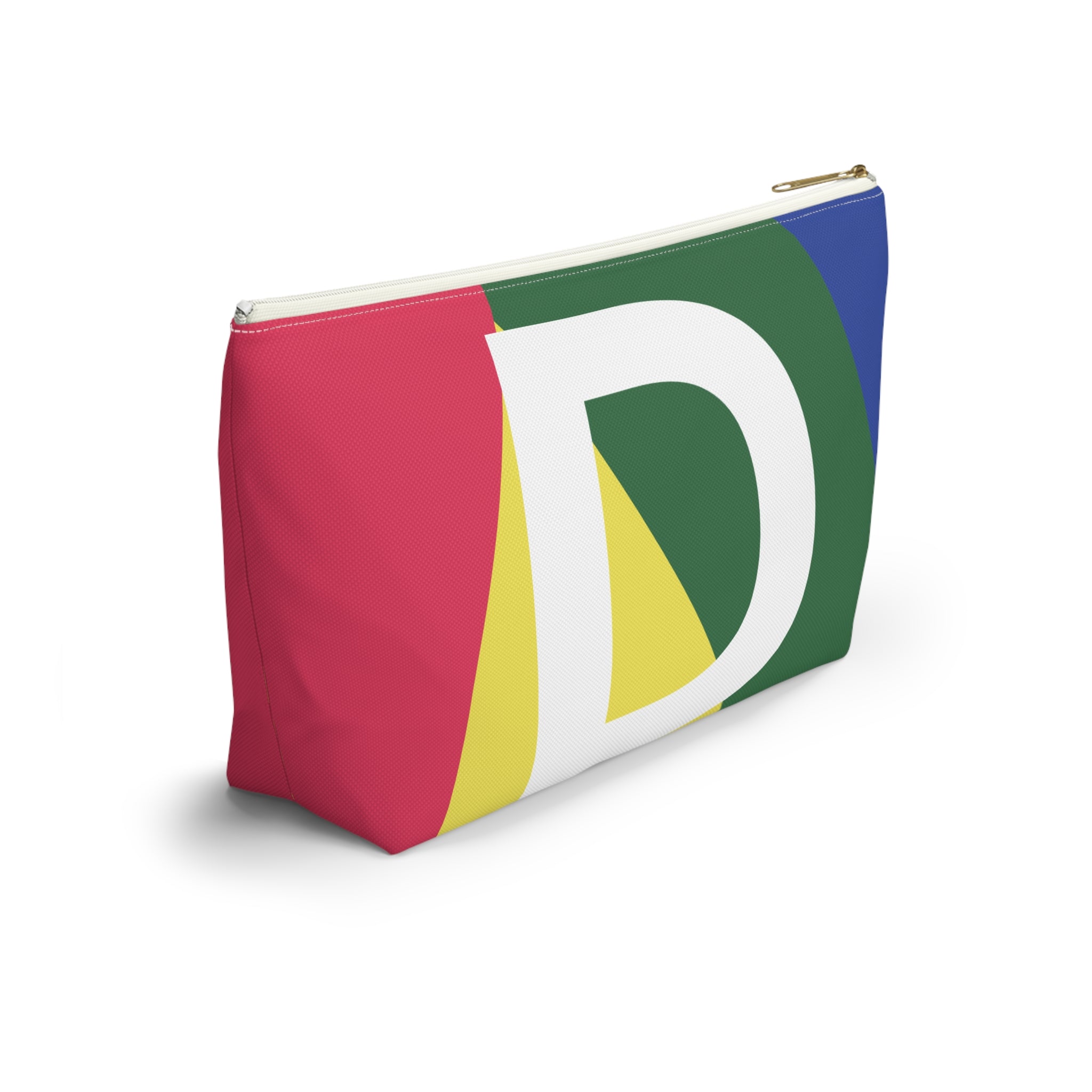 Initials Colorblock Accessory Pouch — Monogram D T-Bottom Cosmetic Bag