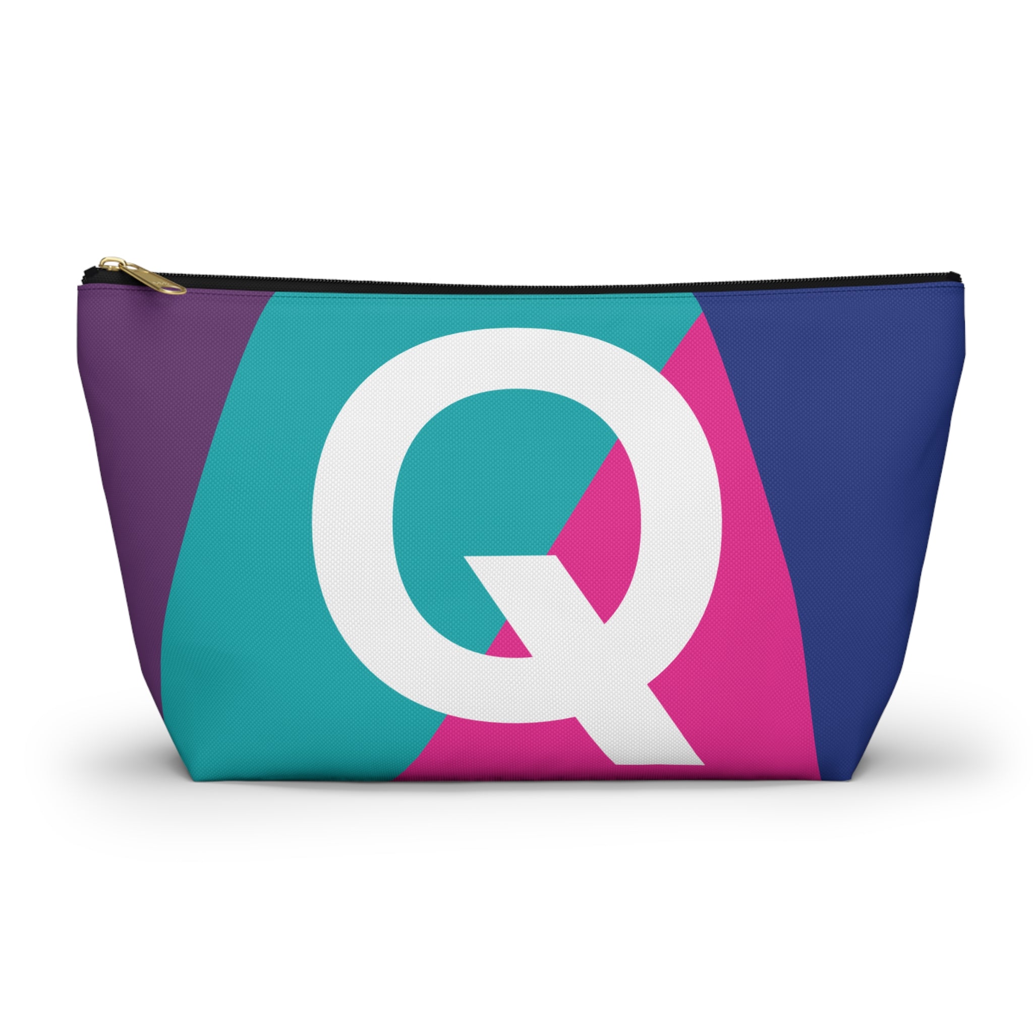 Initials Colorblock Accessory Pouch — Monogram Q T-Bottom Cosmetic Bag