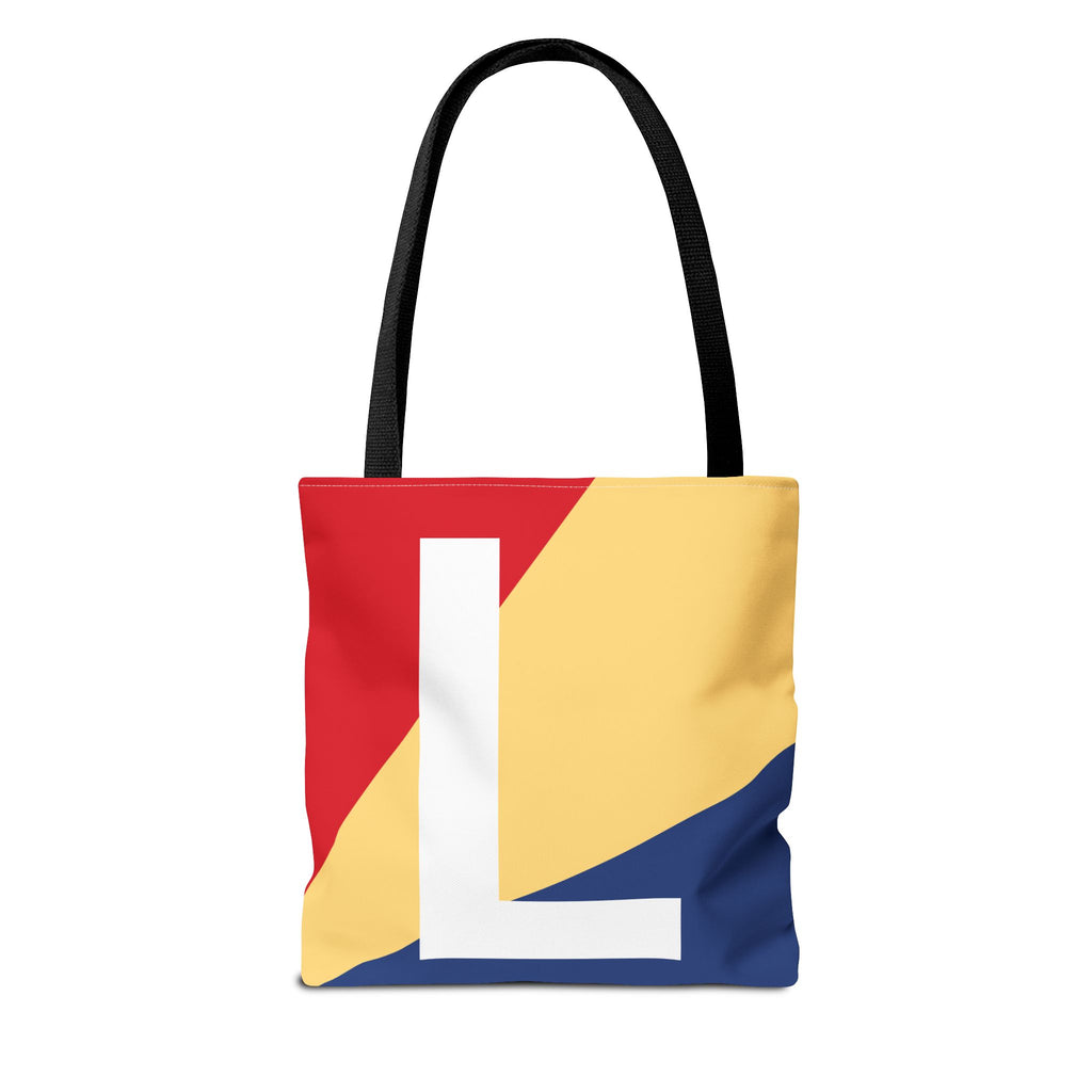 Monogram 'L' Colorblock Tote Bag — Personalized Initial L Shoulder Tote