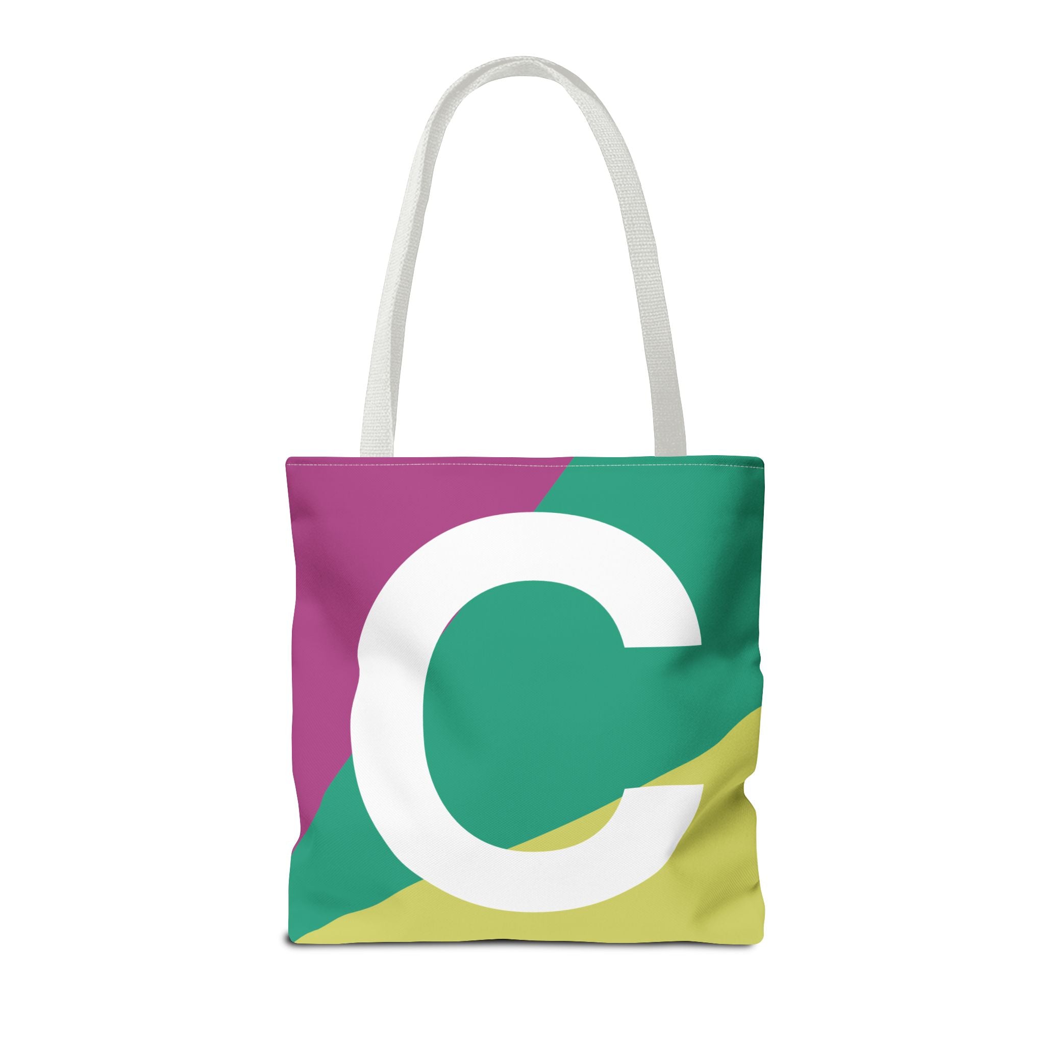 Monogram 'C' Colorblock Tote Bag — Personalized Initial C Shoulder Tote