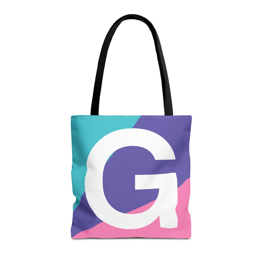 Monogram 'G' Colorblock Tote Bag — Personalized Initial G Shoulder Tote