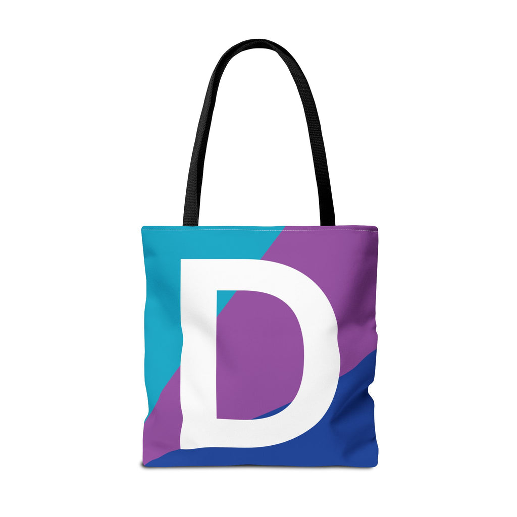 Monogram 'D' Colorblock Tote Bag — Personalized Initial D Shoulder Tote