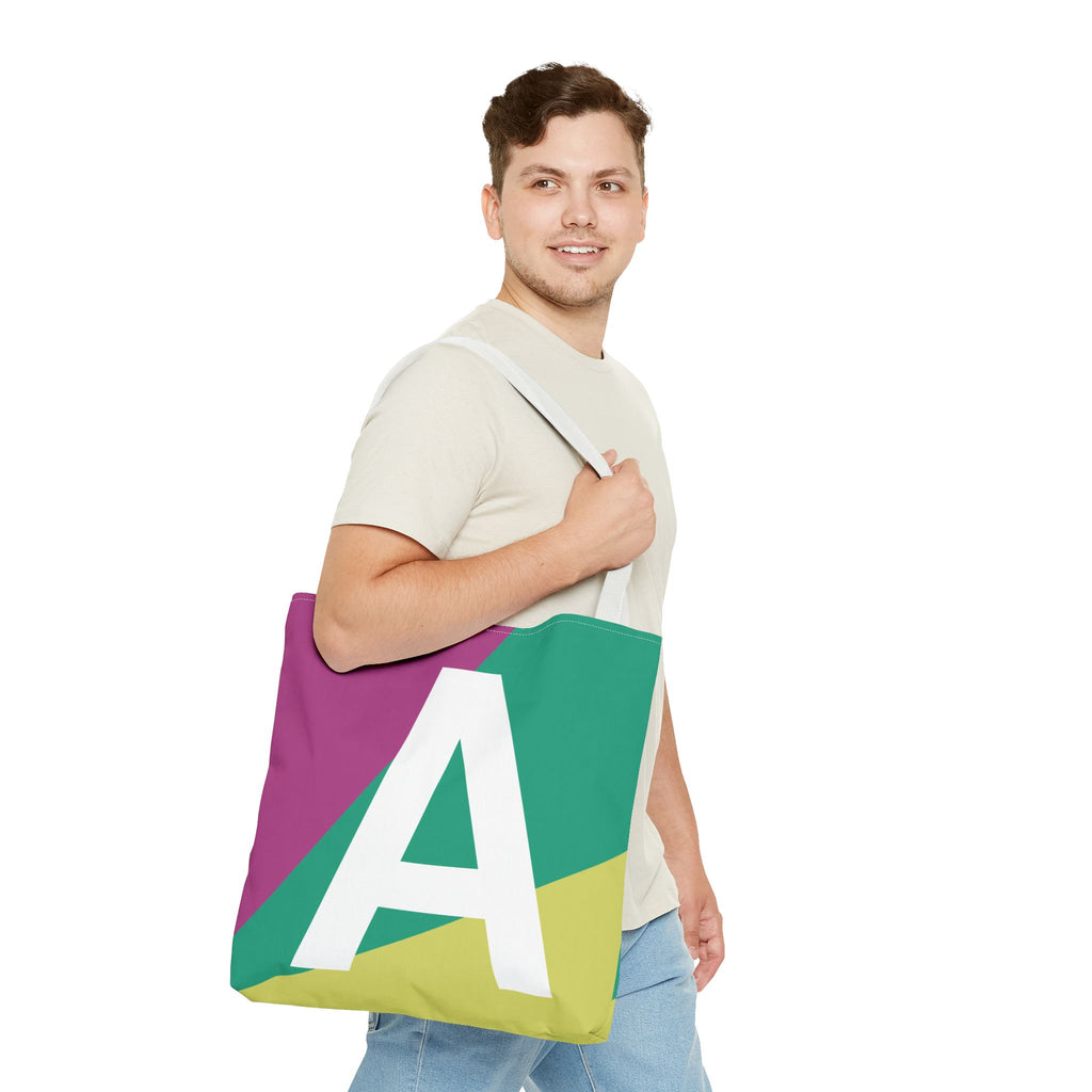 Monogram 'A' Colorblock Tote Bag — Personalized Initial A Shoulder Tote