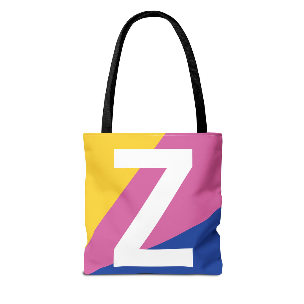 Monogram 'Z' Colorblock Tote Bag — Personalized Initial Z Shoulder Tote