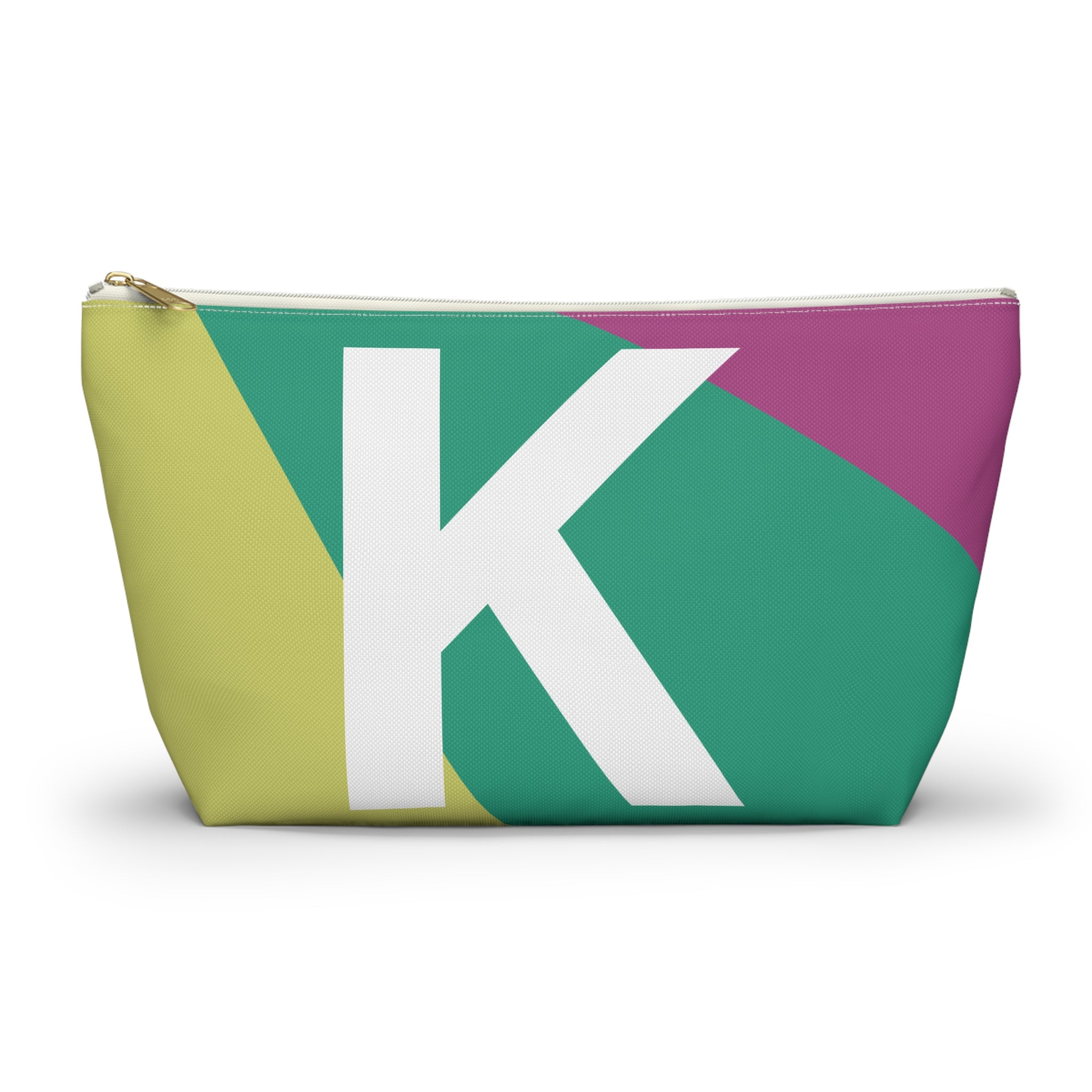 Initials Colorblock Accessory Pouch — Monogram K T-Bottom Cosmetic Bag