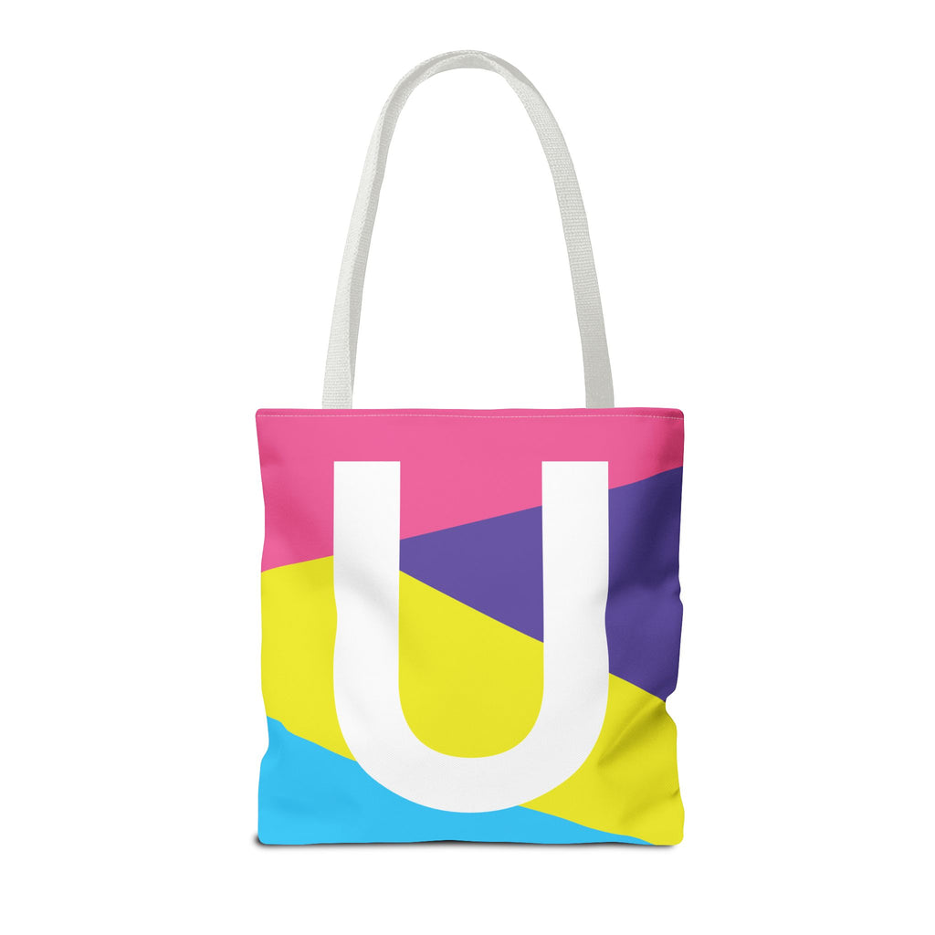 Monogram 'U' Colorblock Tote Bag — Personalized Initial U Shoulder Tote