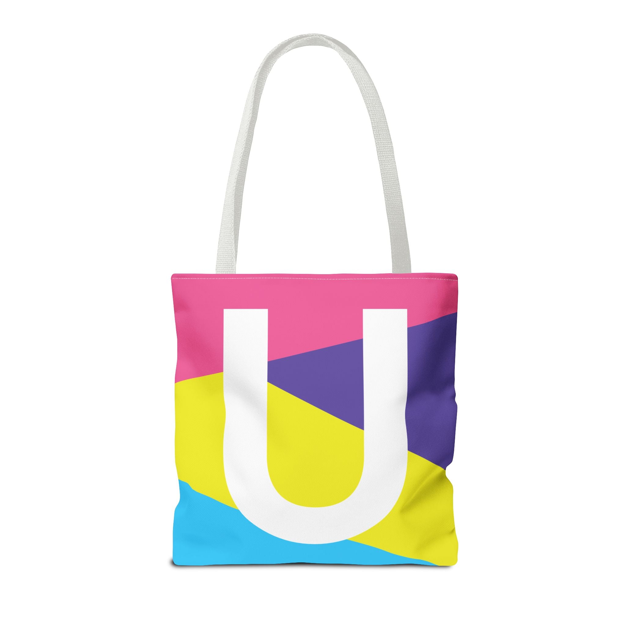 Monogram 'U' Colorblock Tote Bag — Personalized Initial U Shoulder Tote