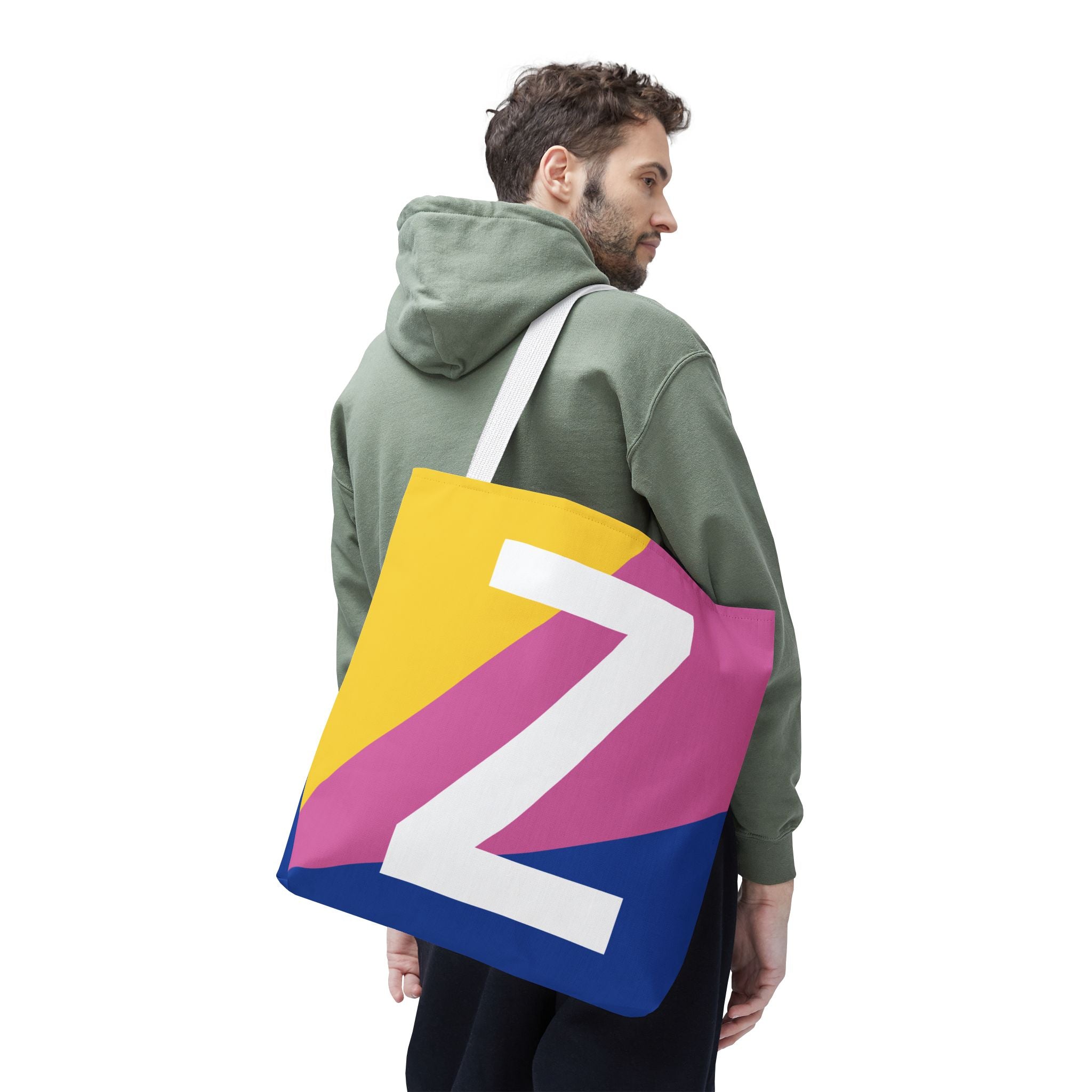 Monogram 'Z' Colorblock Tote Bag — Personalized Initial Z Shoulder Tote