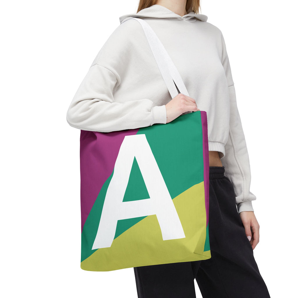 Monogram 'A' Colorblock Tote Bag — Personalized Initial A Shoulder Tote