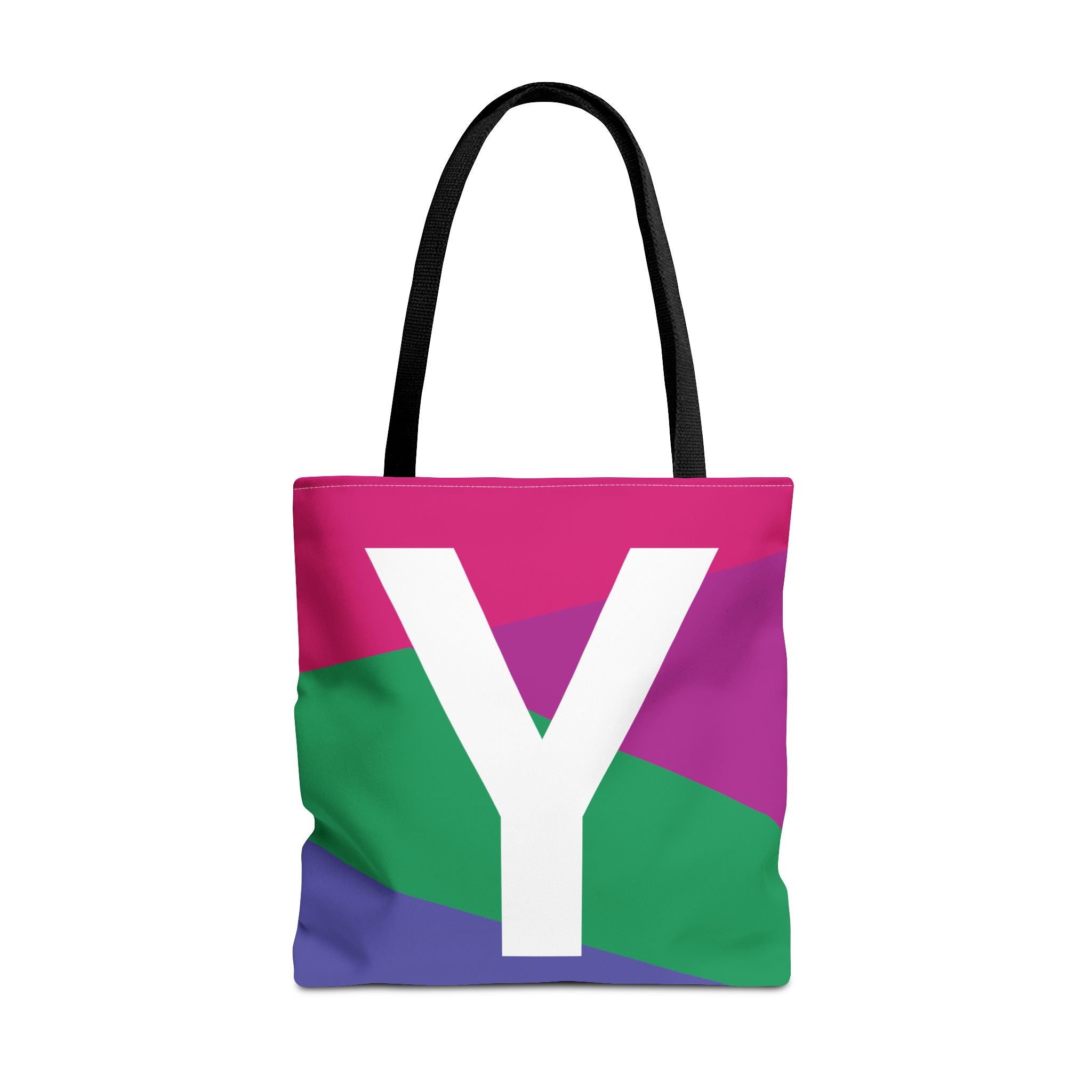 Monogram 'Y' Colorblock Tote Bag — Personalized Initial Y Shoulder Tote