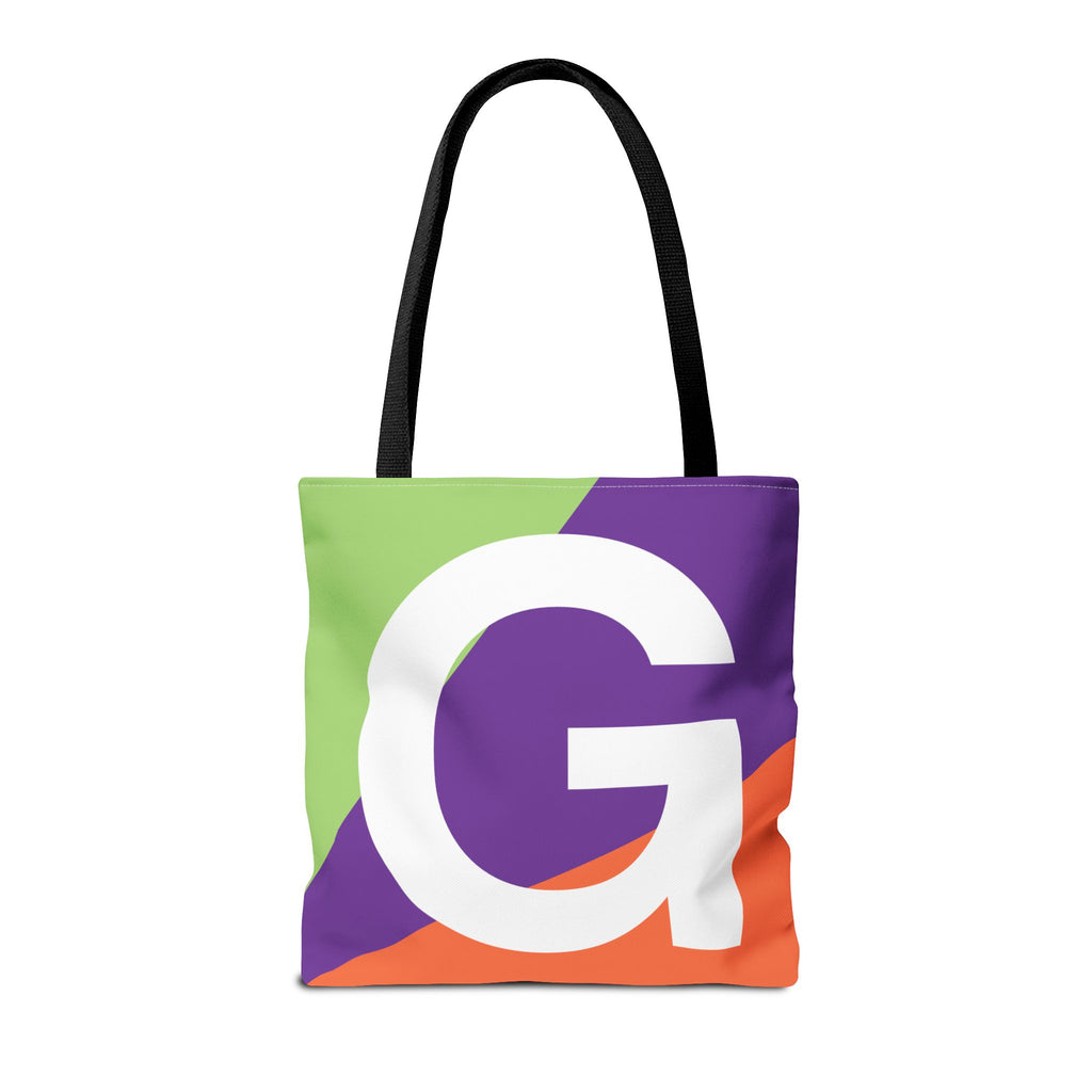 Monogram 'G' Colorblock Tote Bag — Personalized Initial G Shoulder Tote
