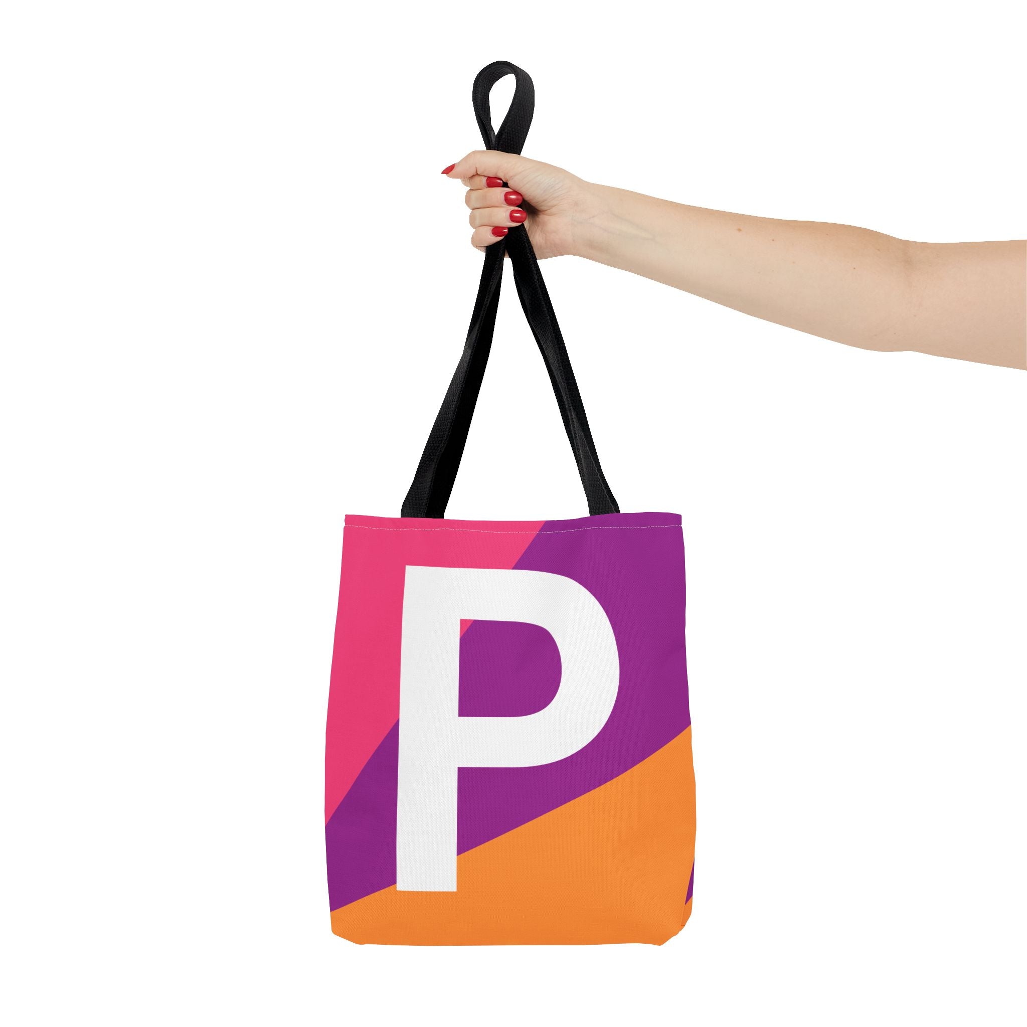 Monogram 'P' Colorblock Tote Bag — Personalized Initial P Shoulder Tote