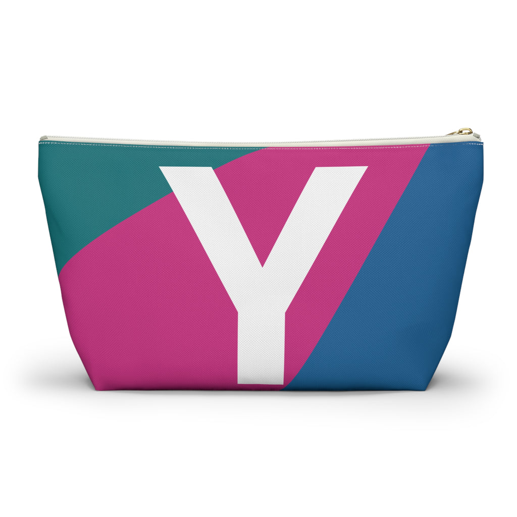 Initials Colorblock Accessory Pouch — Monogram Y T-Bottom Cosmetic Bag