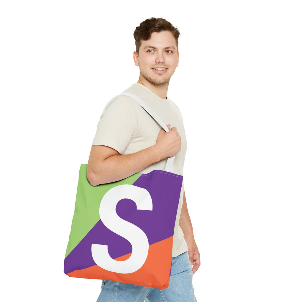 Monogram 'S' Colorblock Tote Bag — Personalized Initial S Shoulder Tote