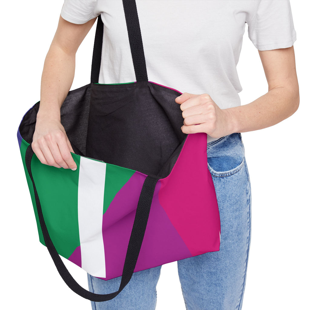 Personalized 'I' Colorblock Tote Bag — Monogram Weekender Tote