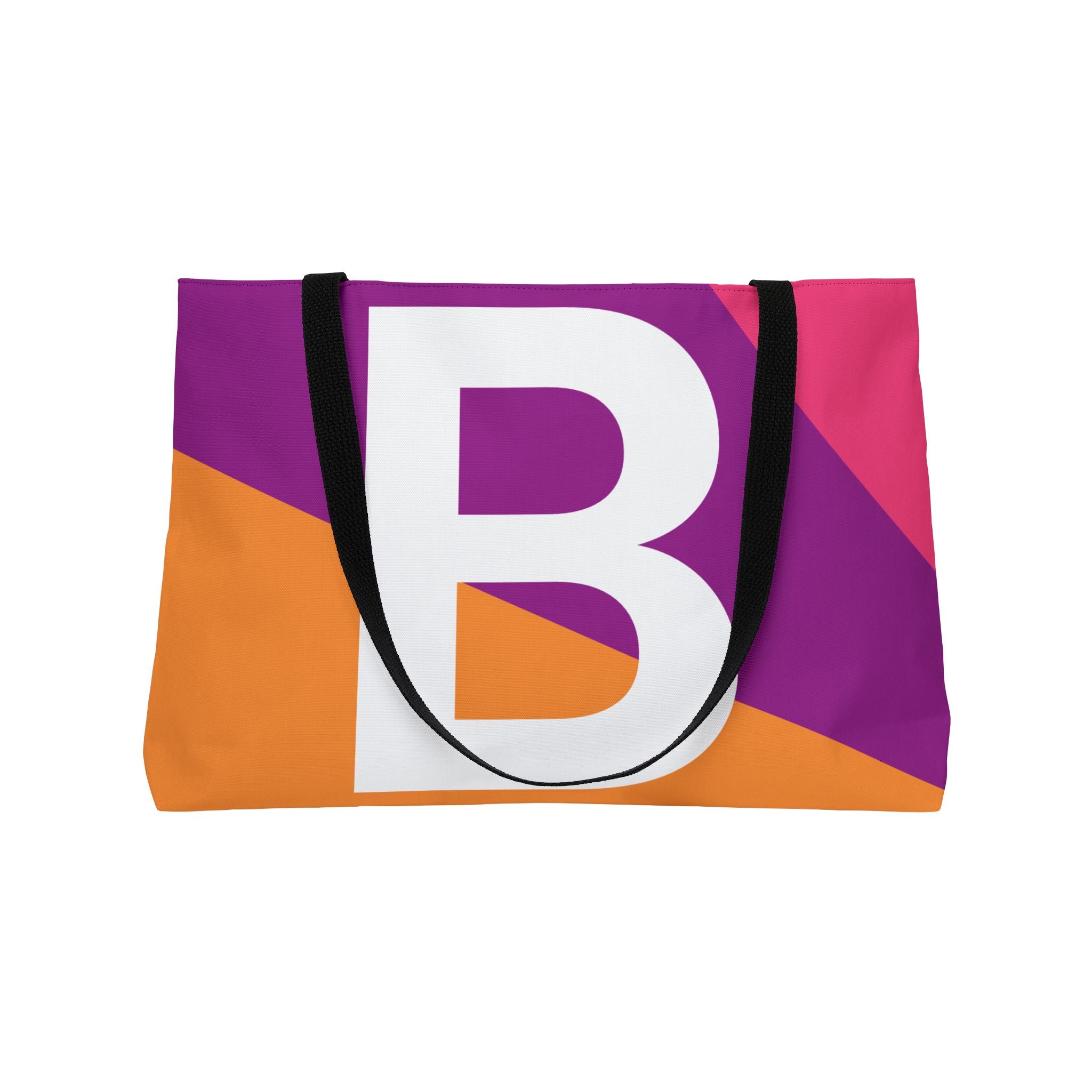 Personalized 'B' Colorblock Tote Bag — Monogram Weekender Tote