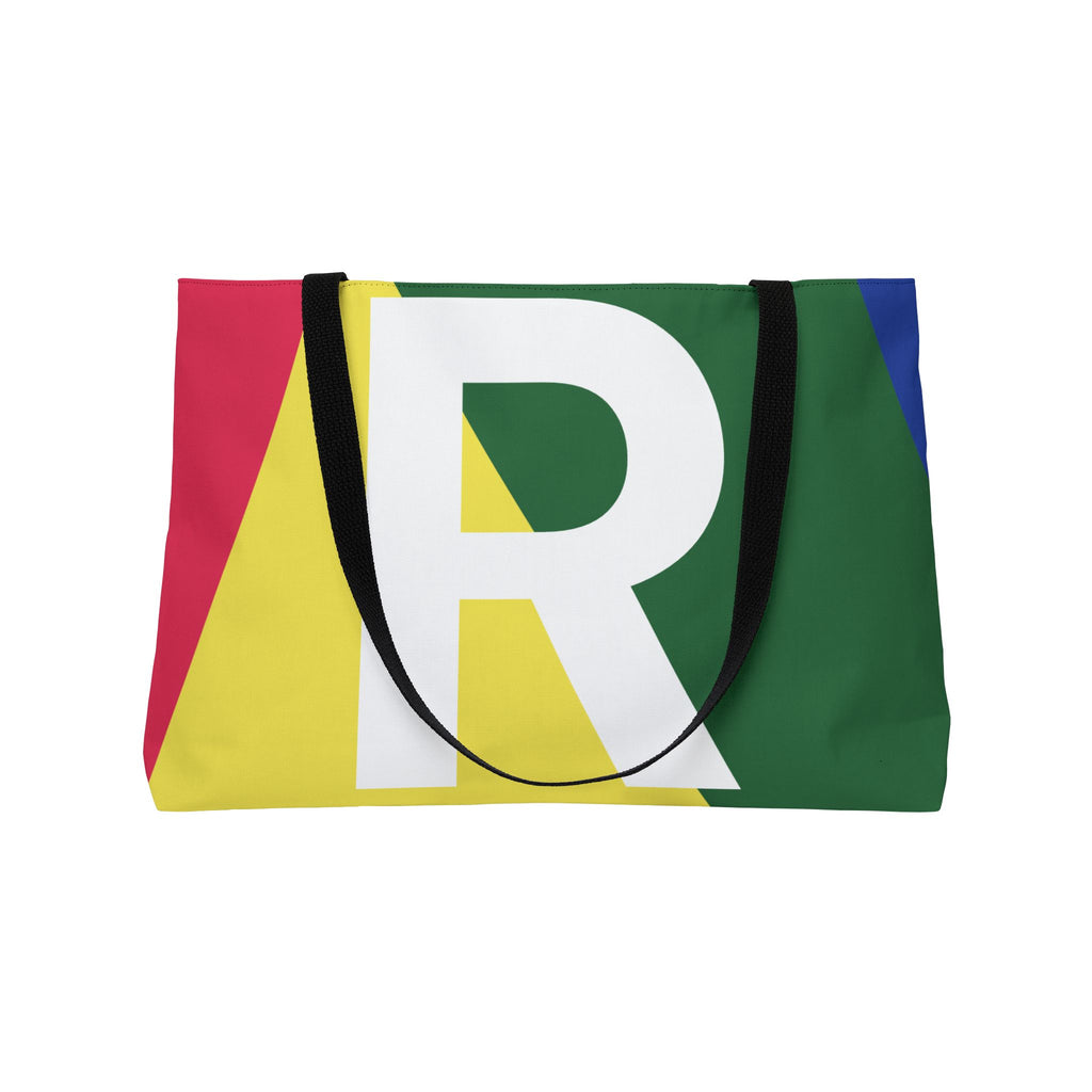 Personalized 'R' Colorblock Tote Bag — Monogram Weekender Tote