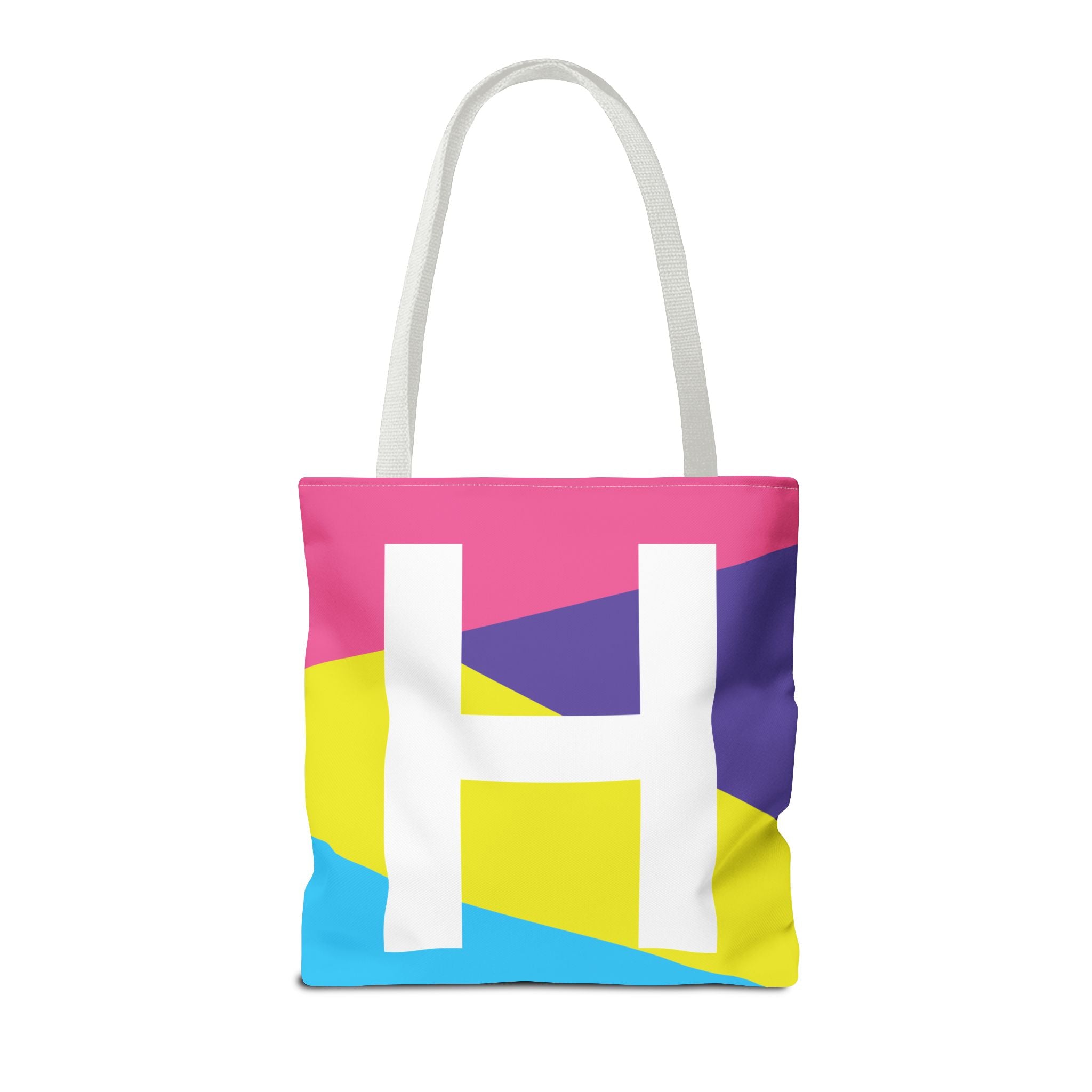 Monogram 'H' Colorblock Tote Bag — Personalized Initial H Shoulder Tote