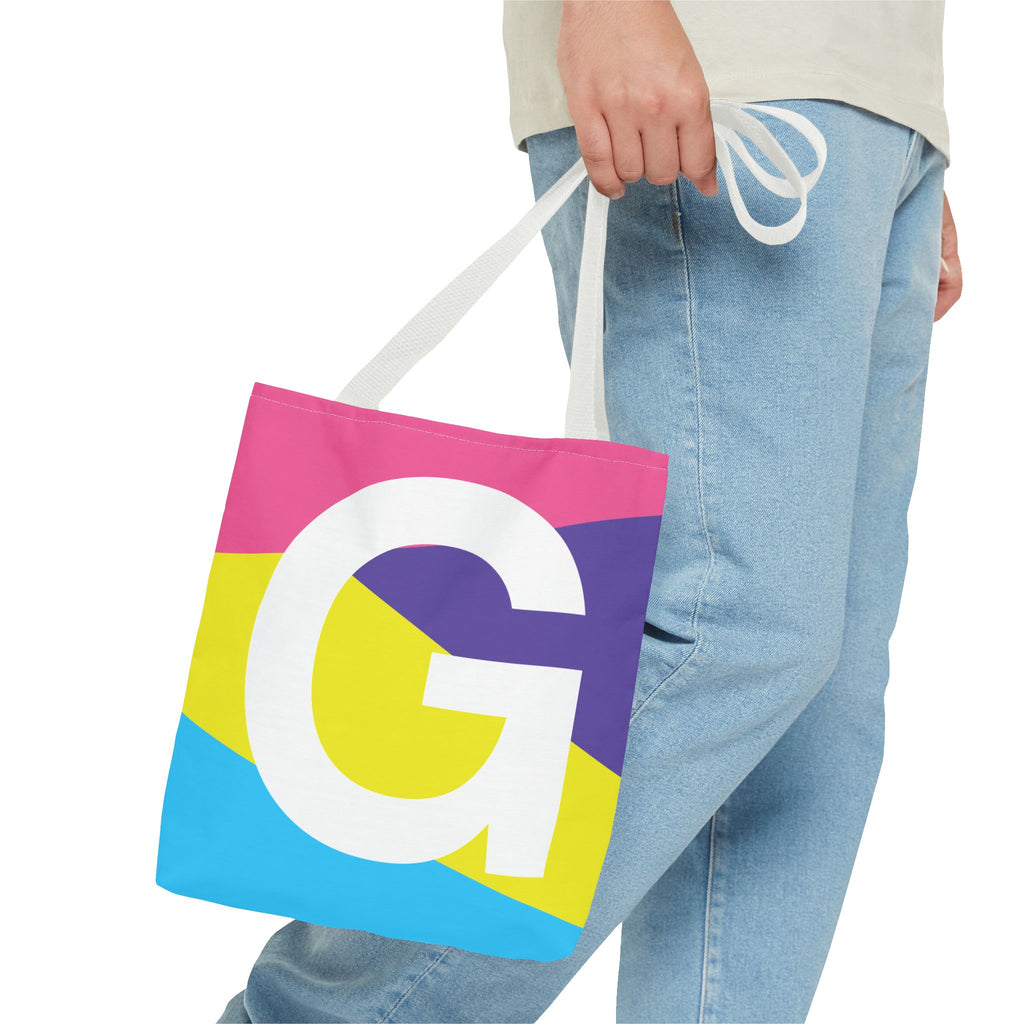 Monogram 'G' Colorblock Tote Bag — Personalized Initial G Shoulder Tote