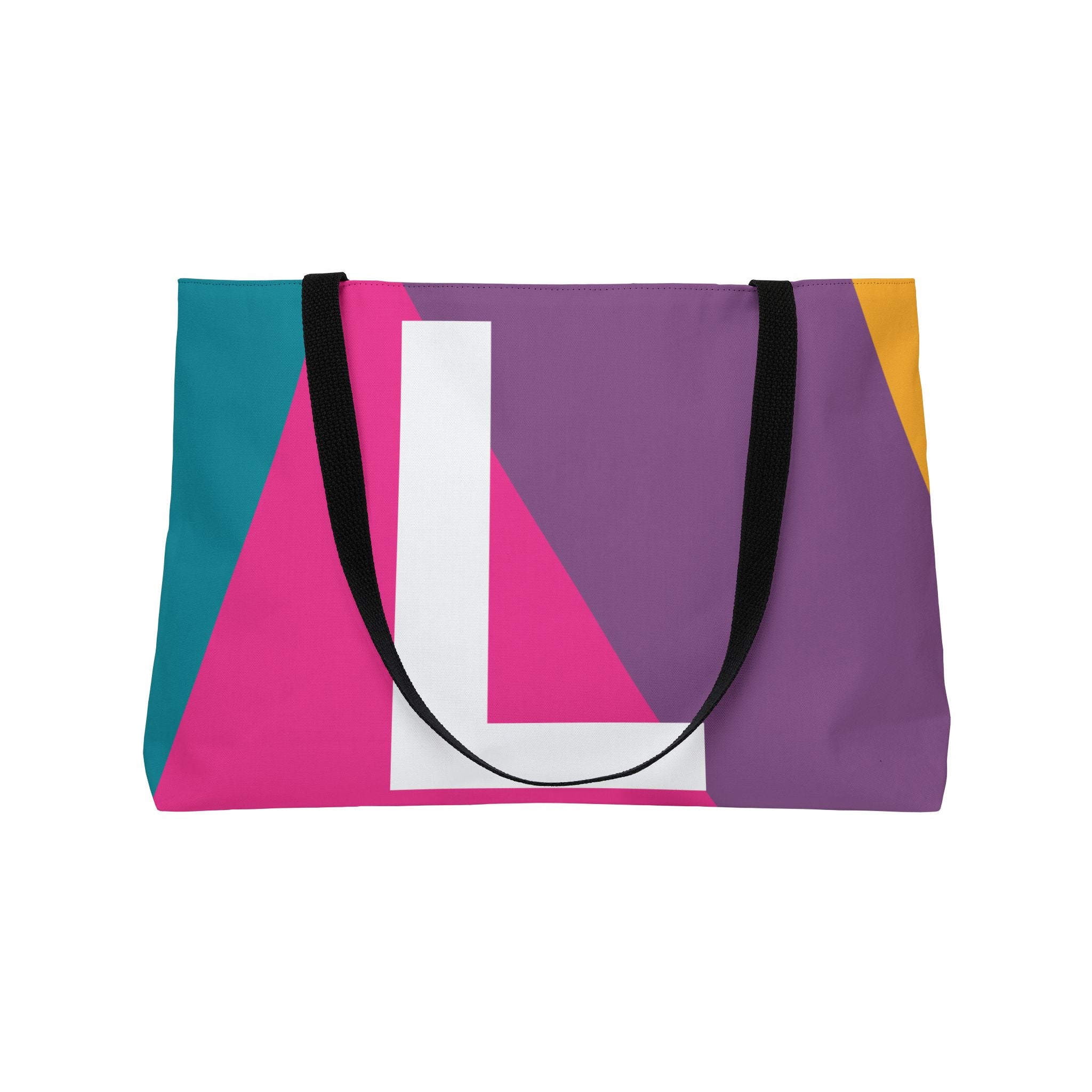 Personalized 'L' Colorblock Tote Bag — Monogram Weekender Tote