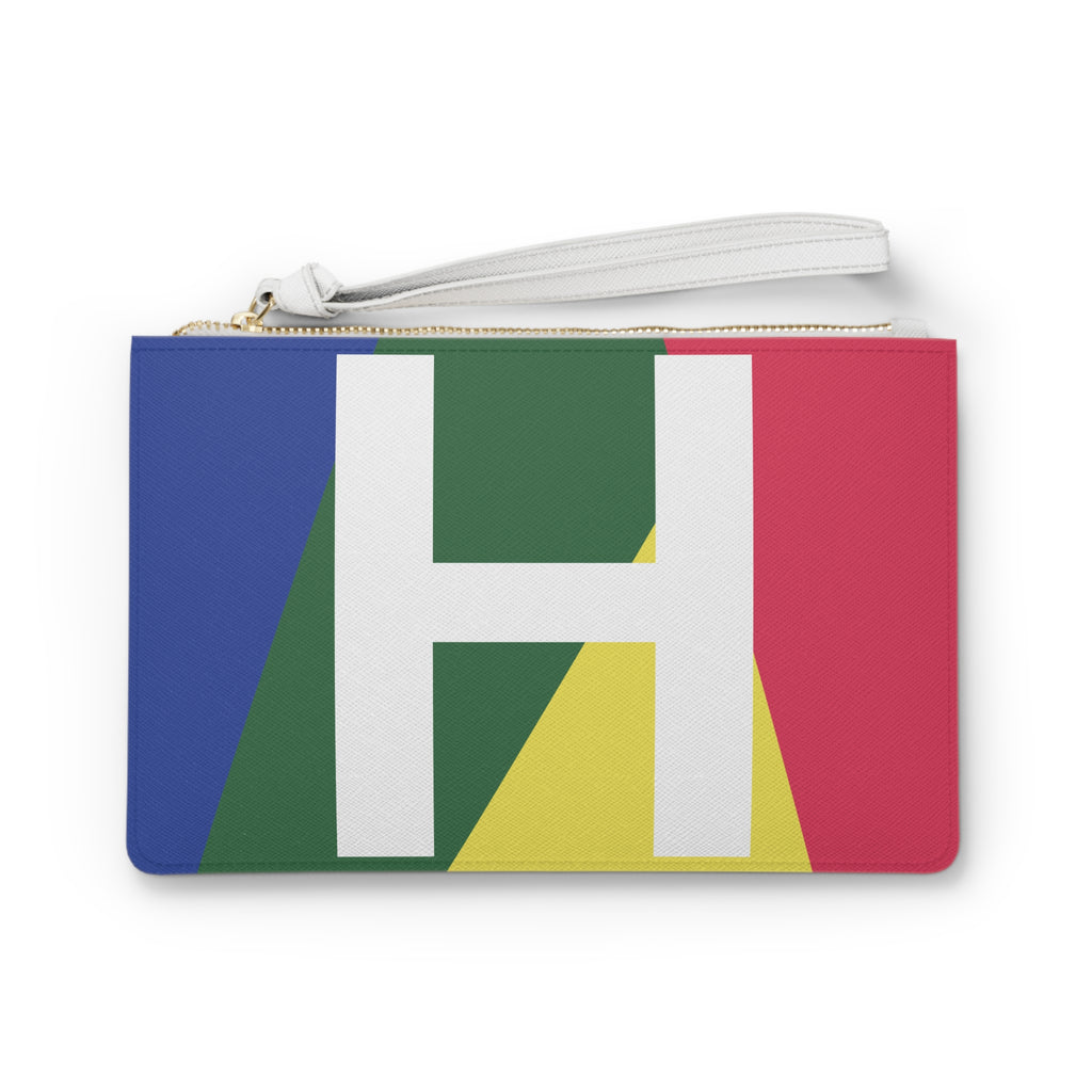 Monogram 'H' Colorblock Clutch Bag — Bold Geometric Wristlet for Everyday & Gifts