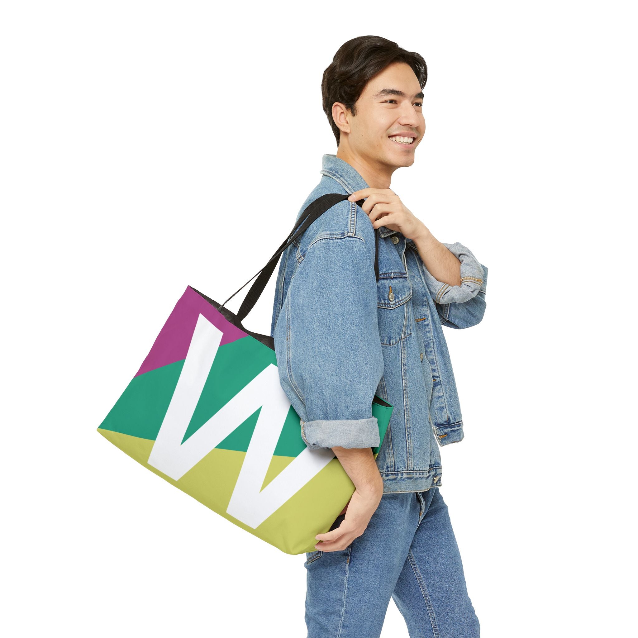 Personalized 'W' Colorblock Tote Bag — Monogram Weekender Tote