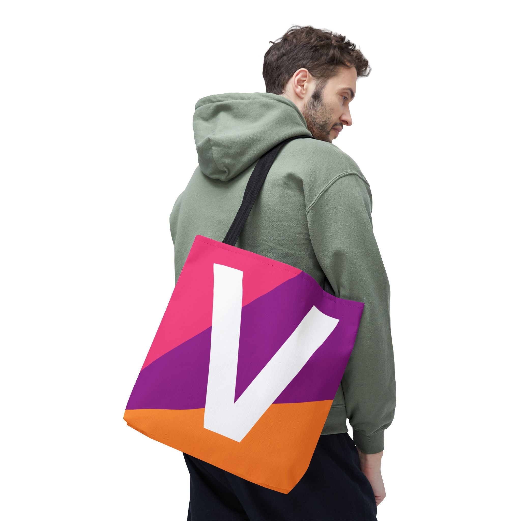 Monogram 'V' Colorblock Tote Bag — Personalized Initial V Shoulder Tote