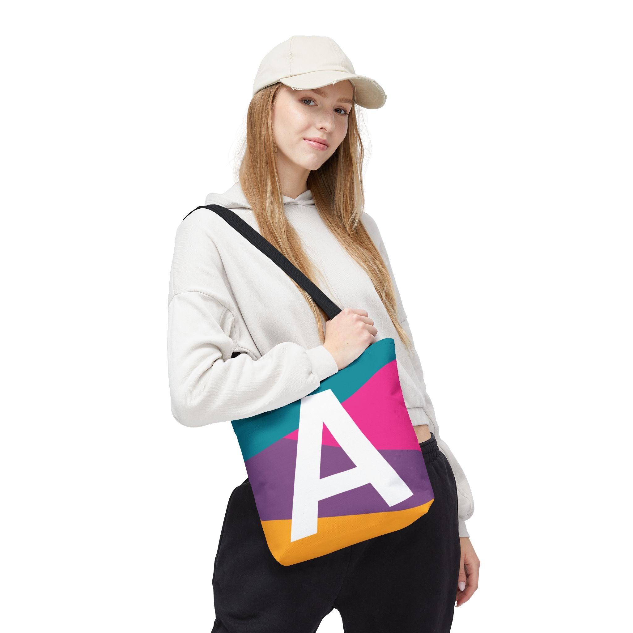Monogram 'A' Colorblock Tote Bag — Personalized Initial A Shoulder Tote