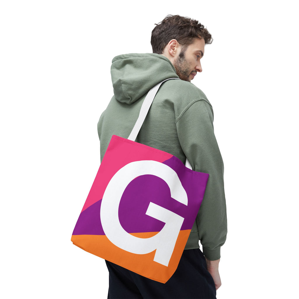 Monogram 'G' Colorblock Tote Bag — Personalized Initial G Shoulder Tote