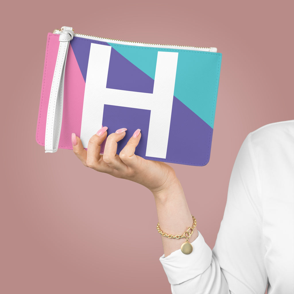 Monogram 'H' Colorblock Clutch Bag — Bold Geometric Wristlet for Everyday & Gifts