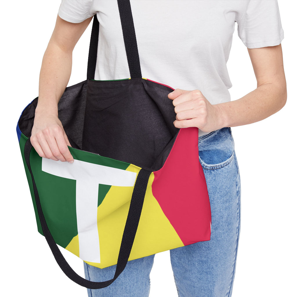 Personalized 'T' Colorblock Tote Bag — Monogram Weekender Tote