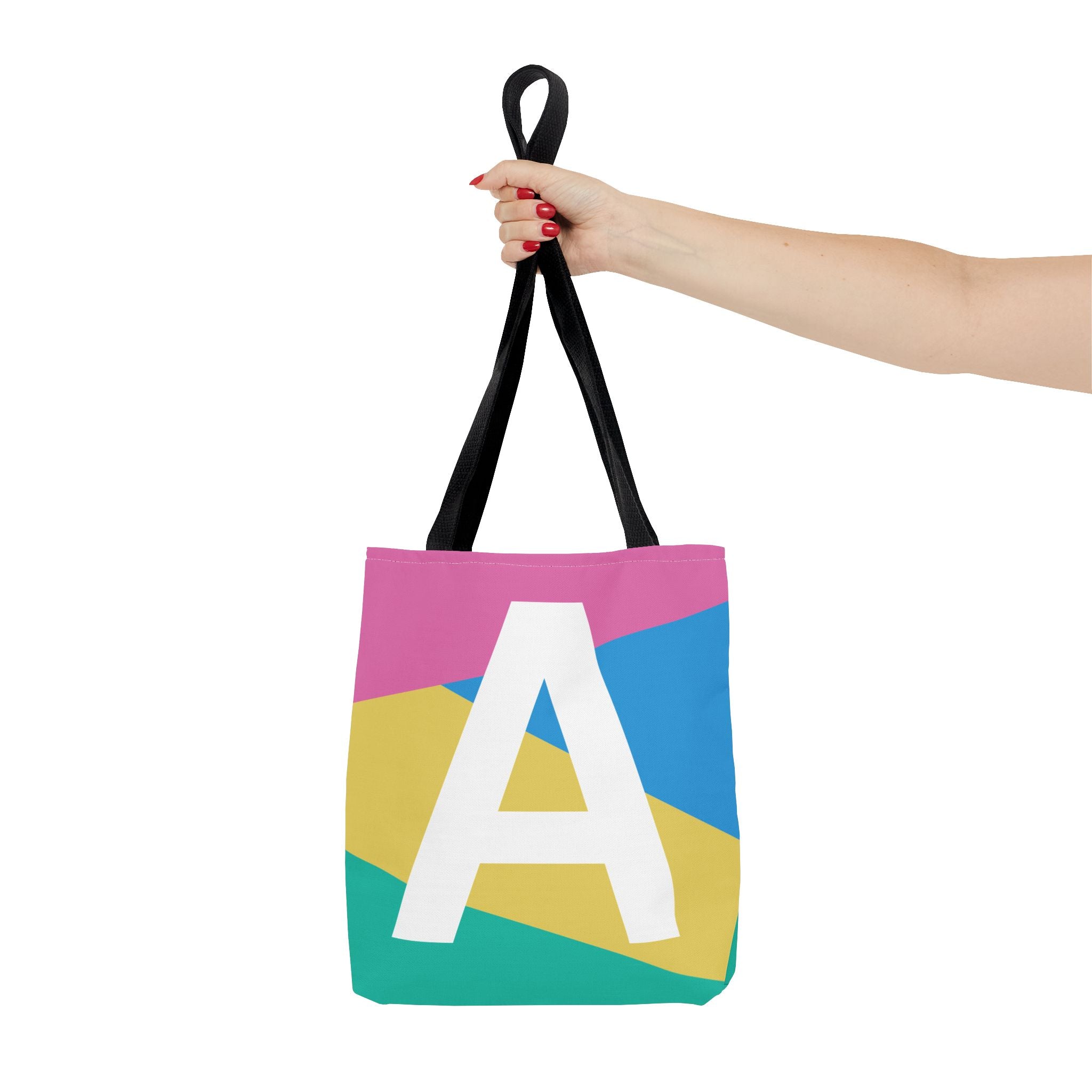 Monogram 'A' Colorblock Tote Bag — Personalized Initial A Shoulder Tote