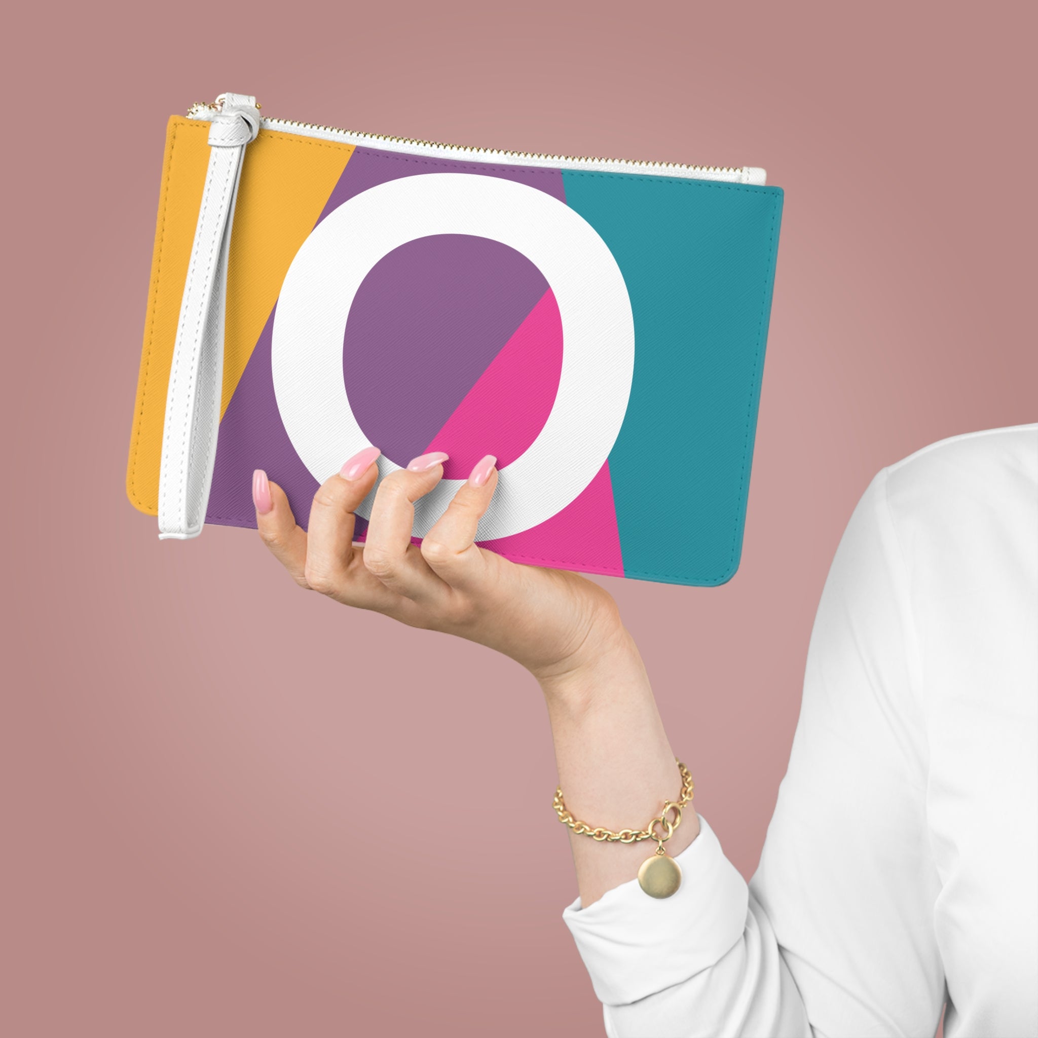 Monogram 'O' Colorblock Clutch Bag — Bold Geometric Wristlet for Everyday & Gifts
