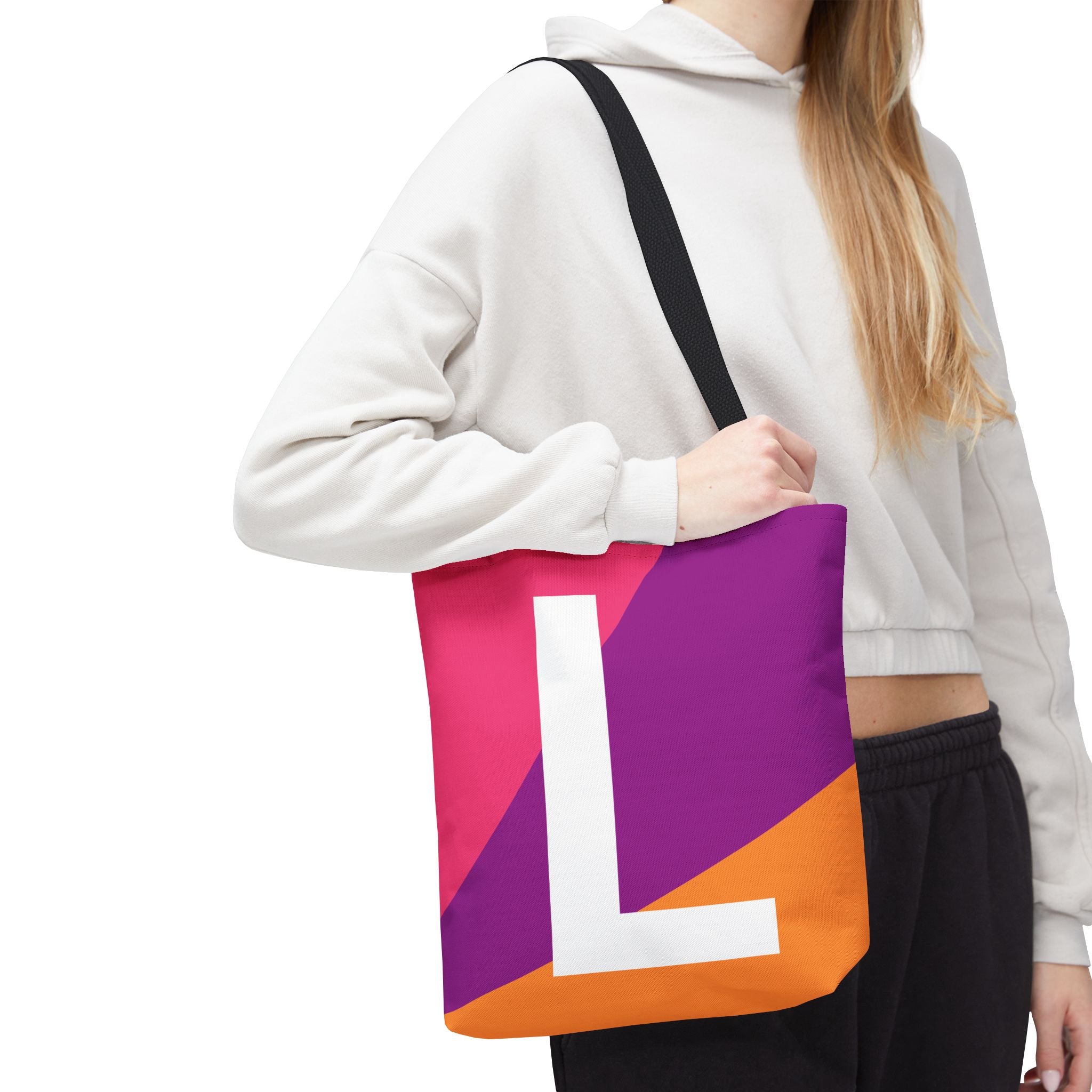 Monogram 'L' Colorblock Tote Bag — Personalized Initial L Shoulder Tote