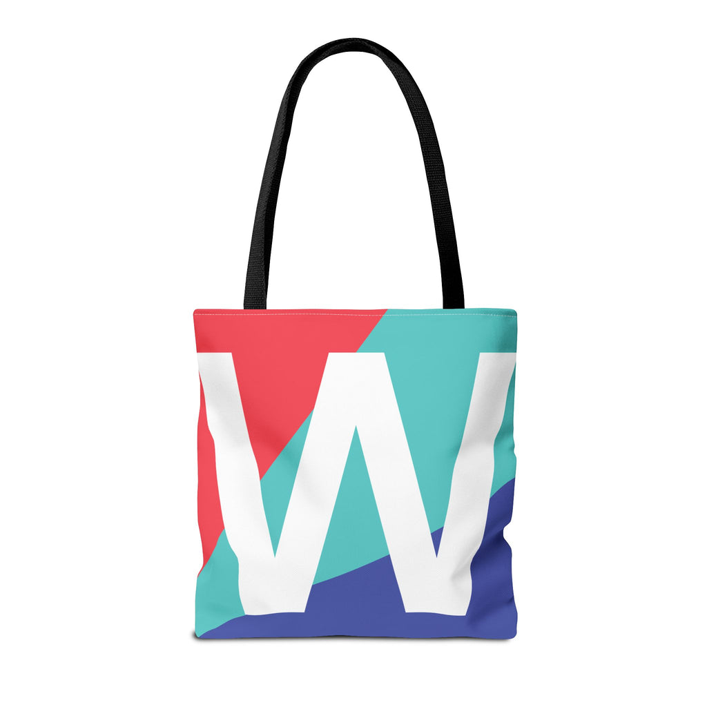 Monogram 'W' Colorblock Tote Bag — Personalized Initial W Shoulder Tote