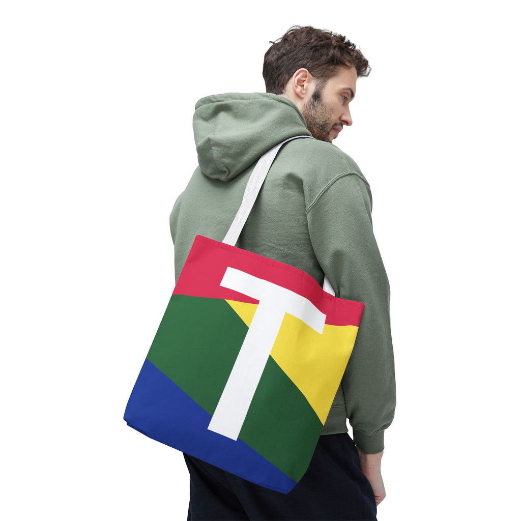 Monogram 'T' Colorblock Tote Bag — Personalized Initial T Shoulder Tote