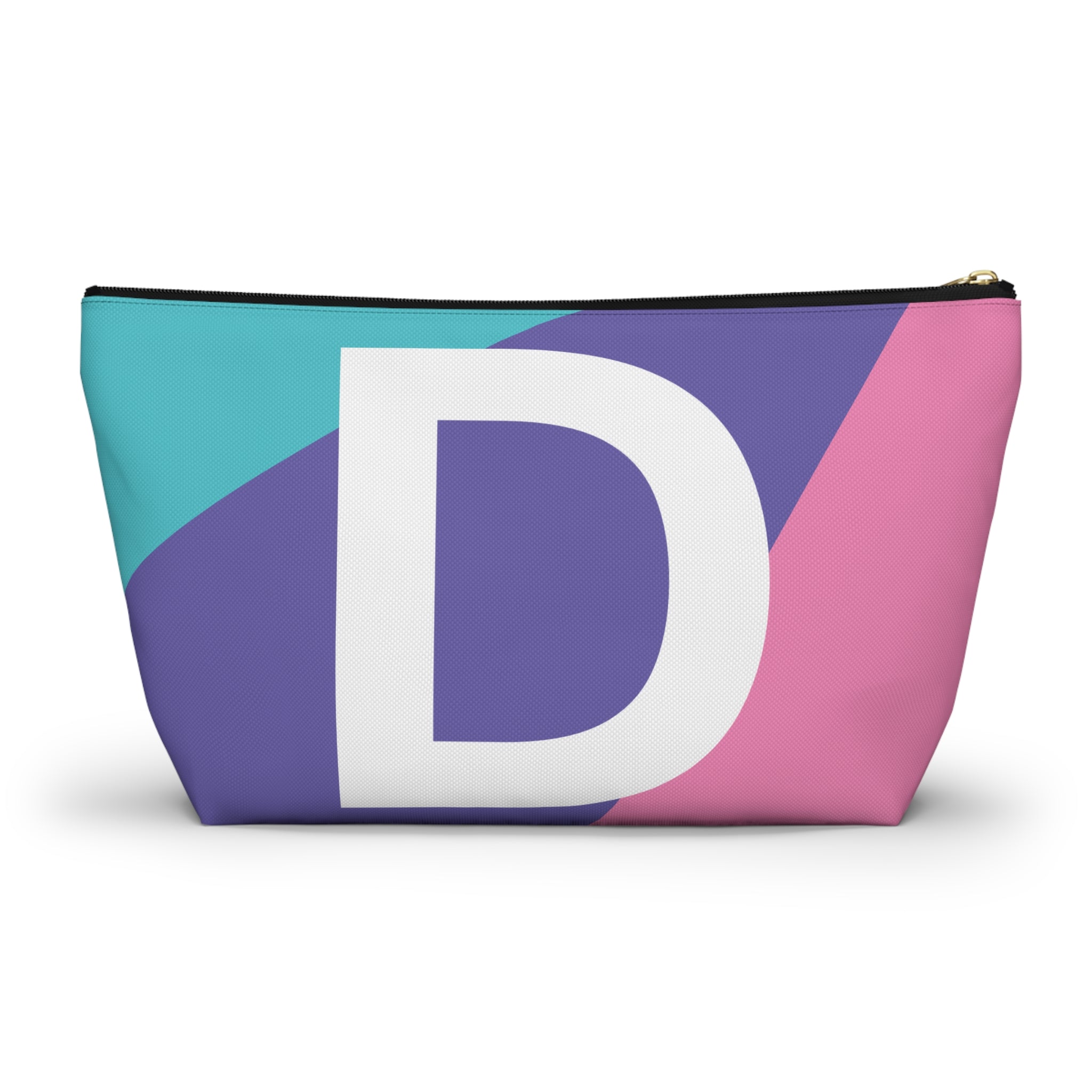 Initials Colorblock Accessory Pouch — Monogram D T-Bottom Cosmetic Bag