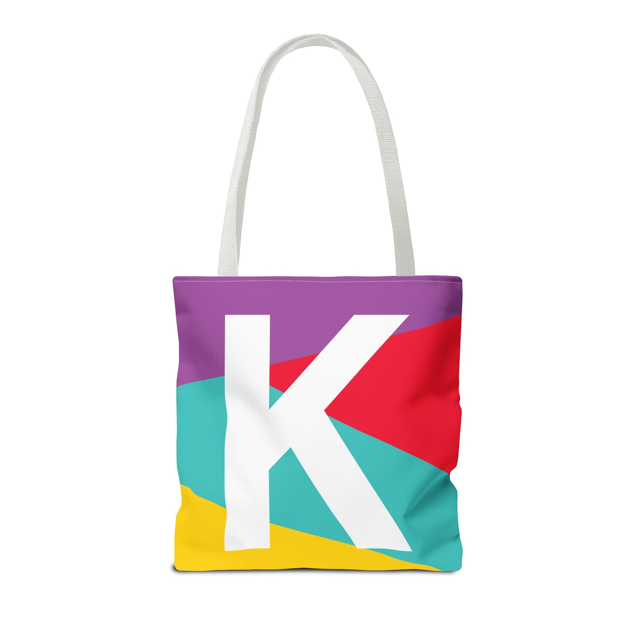 Monogram 'K' Colorblock Tote Bag — Personalized Initial K Shoulder Tote