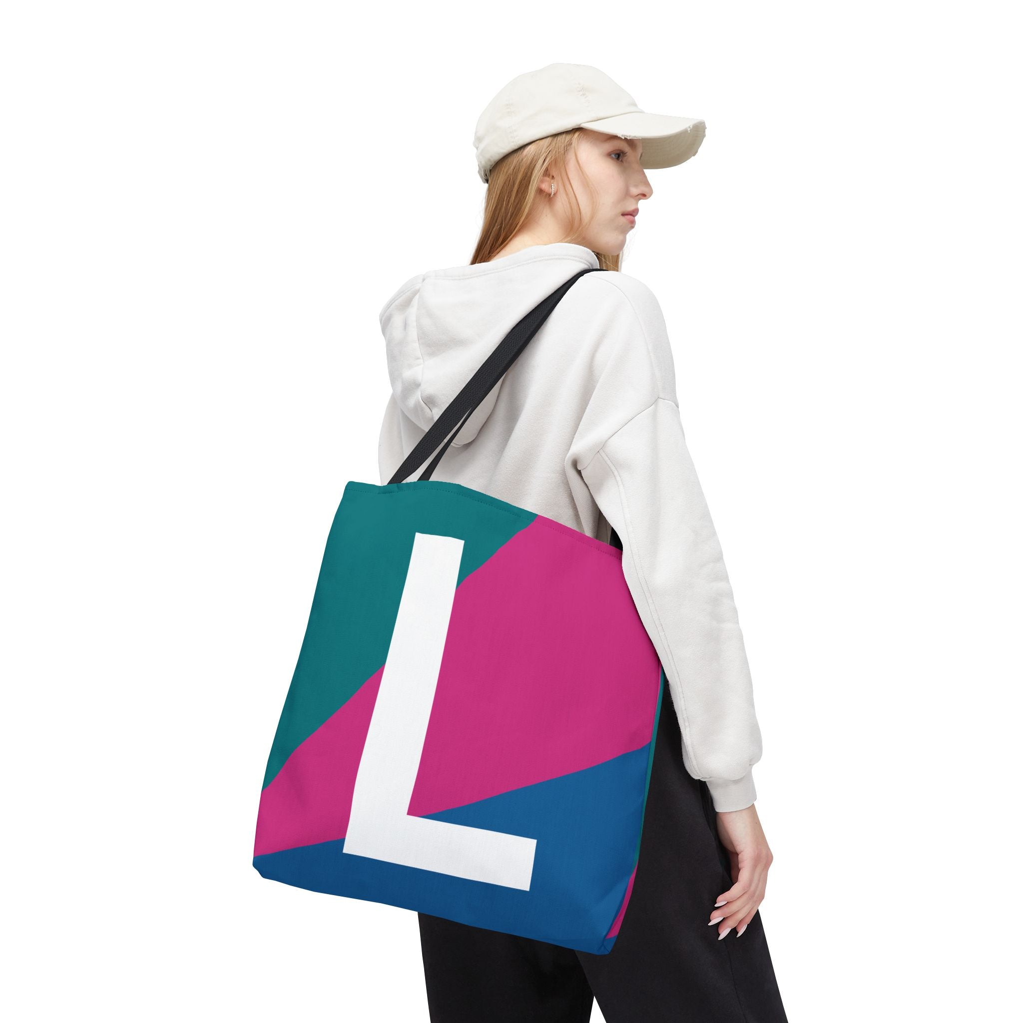 Monogram 'L' Colorblock Tote Bag — Personalized Initial L Shoulder Tote