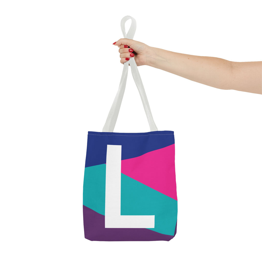 Monogram 'L' Colorblock Tote Bag — Personalized Initial L Shoulder Tote
