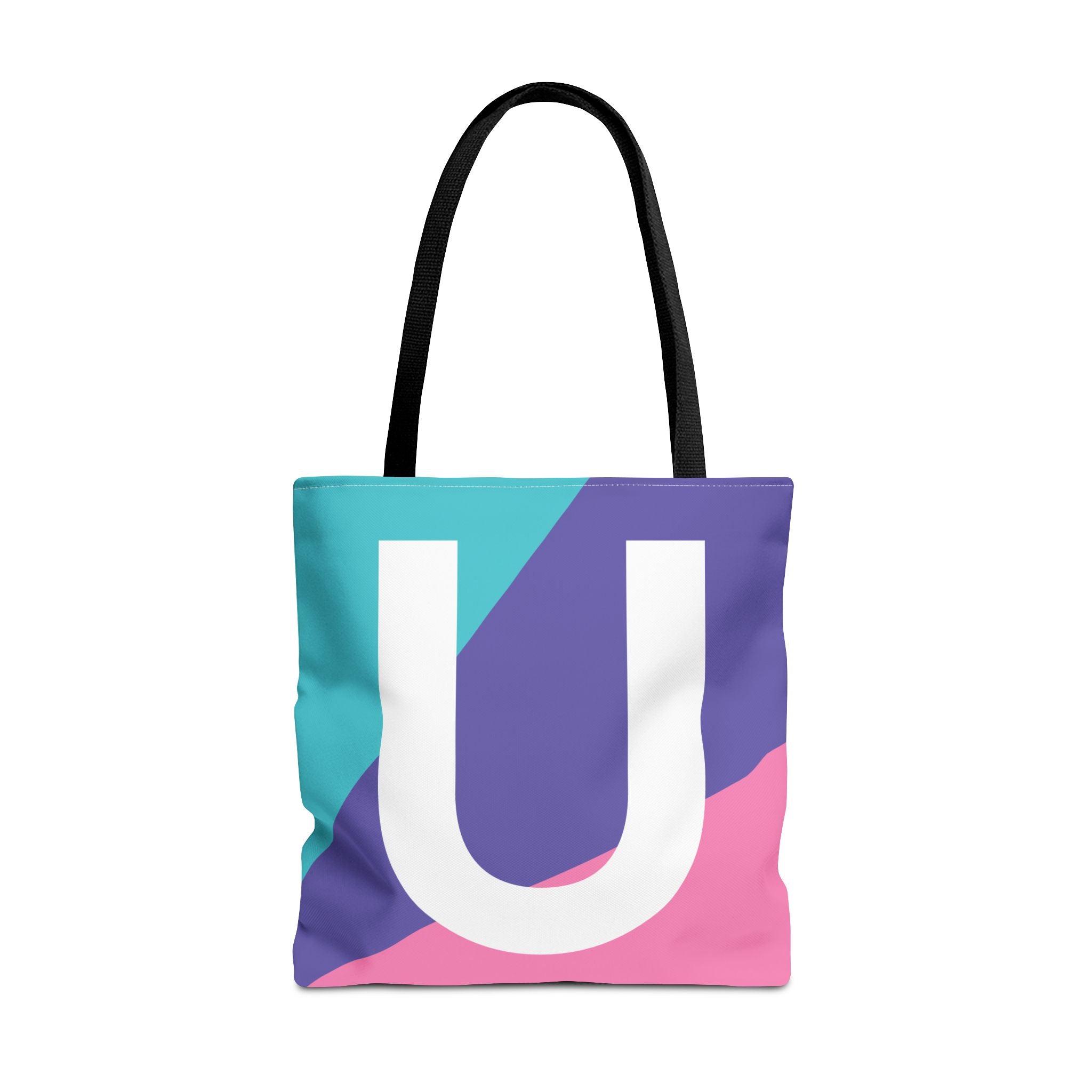 Monogram 'U' Colorblock Tote Bag — Personalized Initial U Shoulder Tote