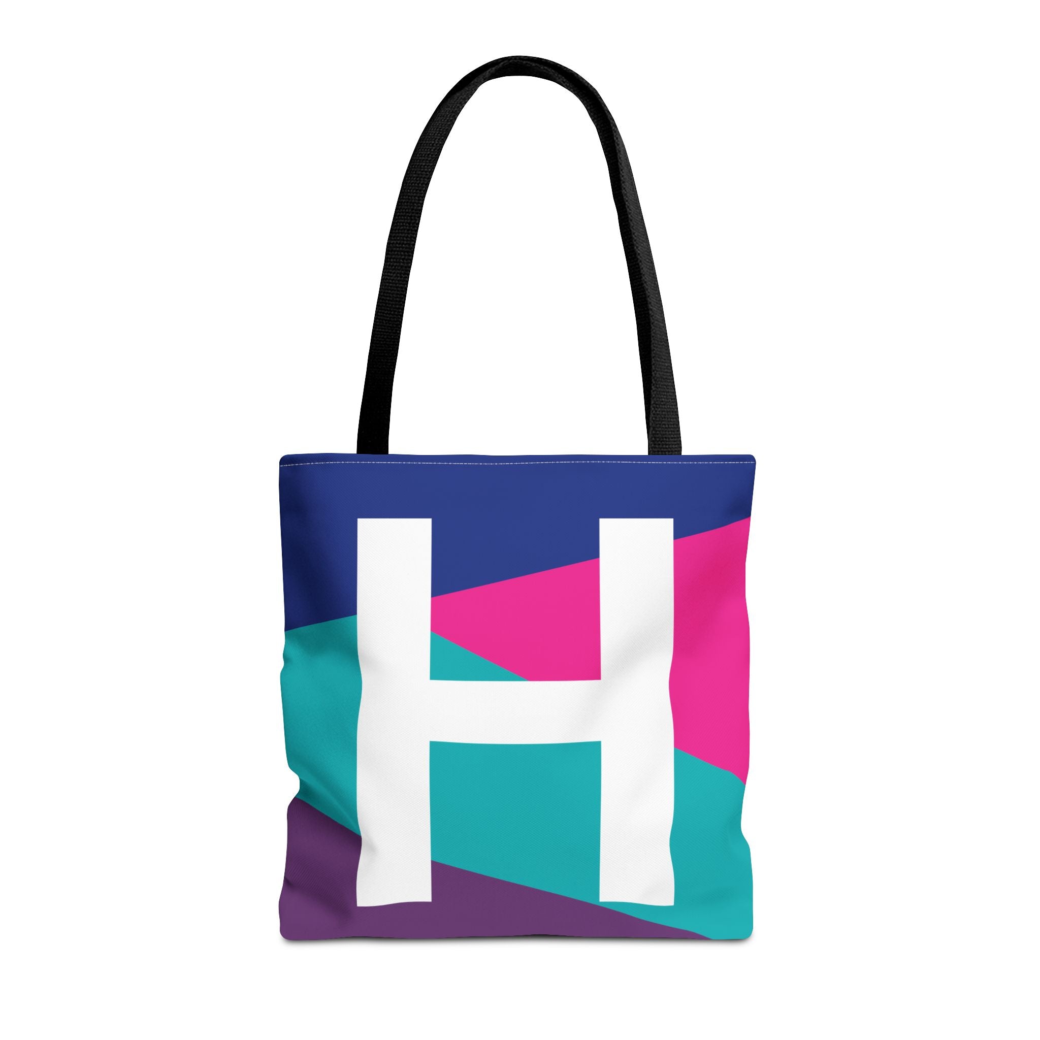 Monogram 'H' Colorblock Tote Bag — Personalized Initial H Shoulder Tote