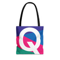 Monogram 'Q' Colorblock Tote Bag — Personalized Initial Q Shoulder Tote