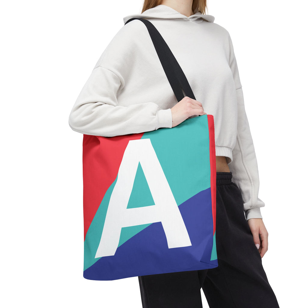 Monogram 'A' Colorblock Tote Bag — Personalized Initial A Shoulder Tote