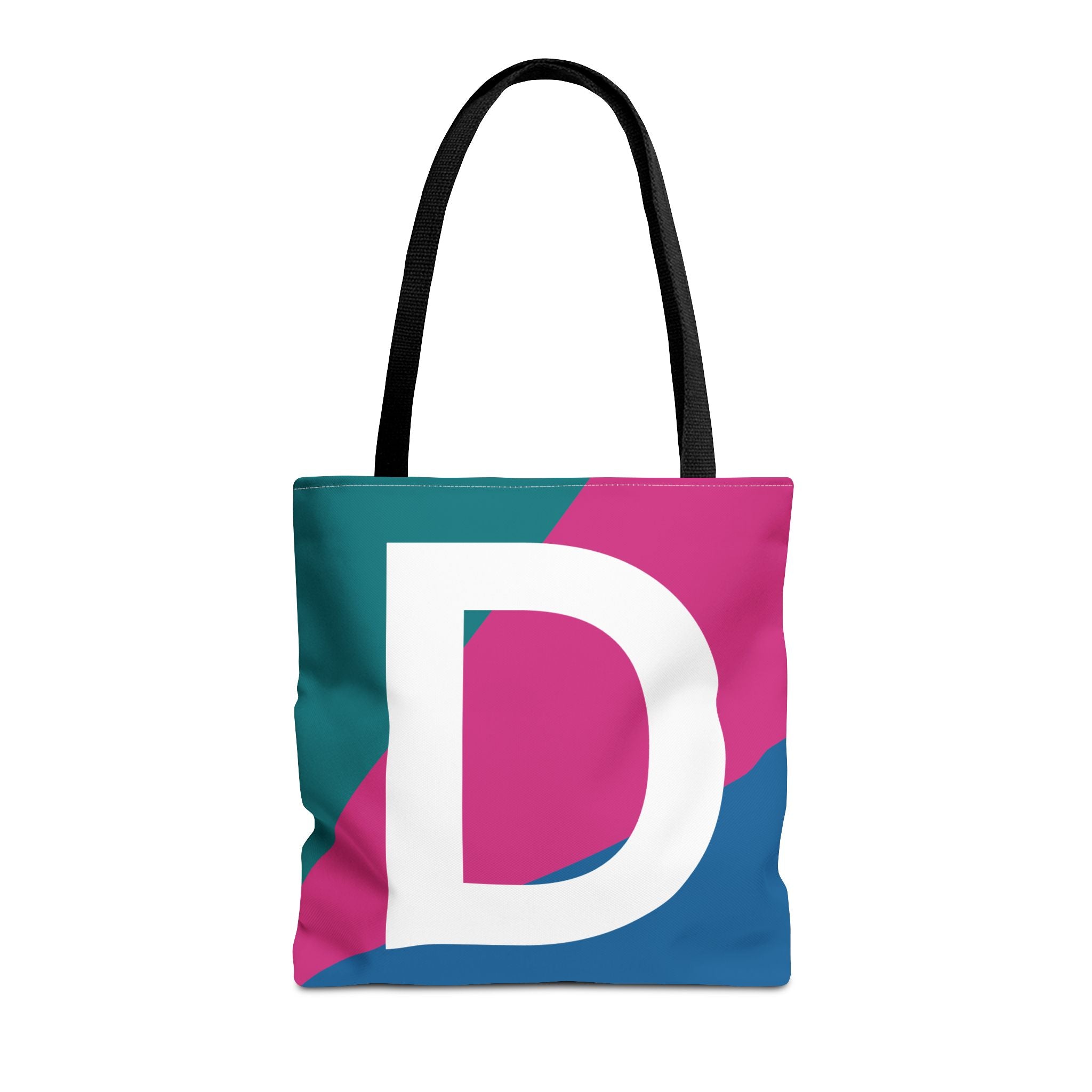 Monogram 'D' Colorblock Tote Bag — Personalized Initial D Shoulder Tote