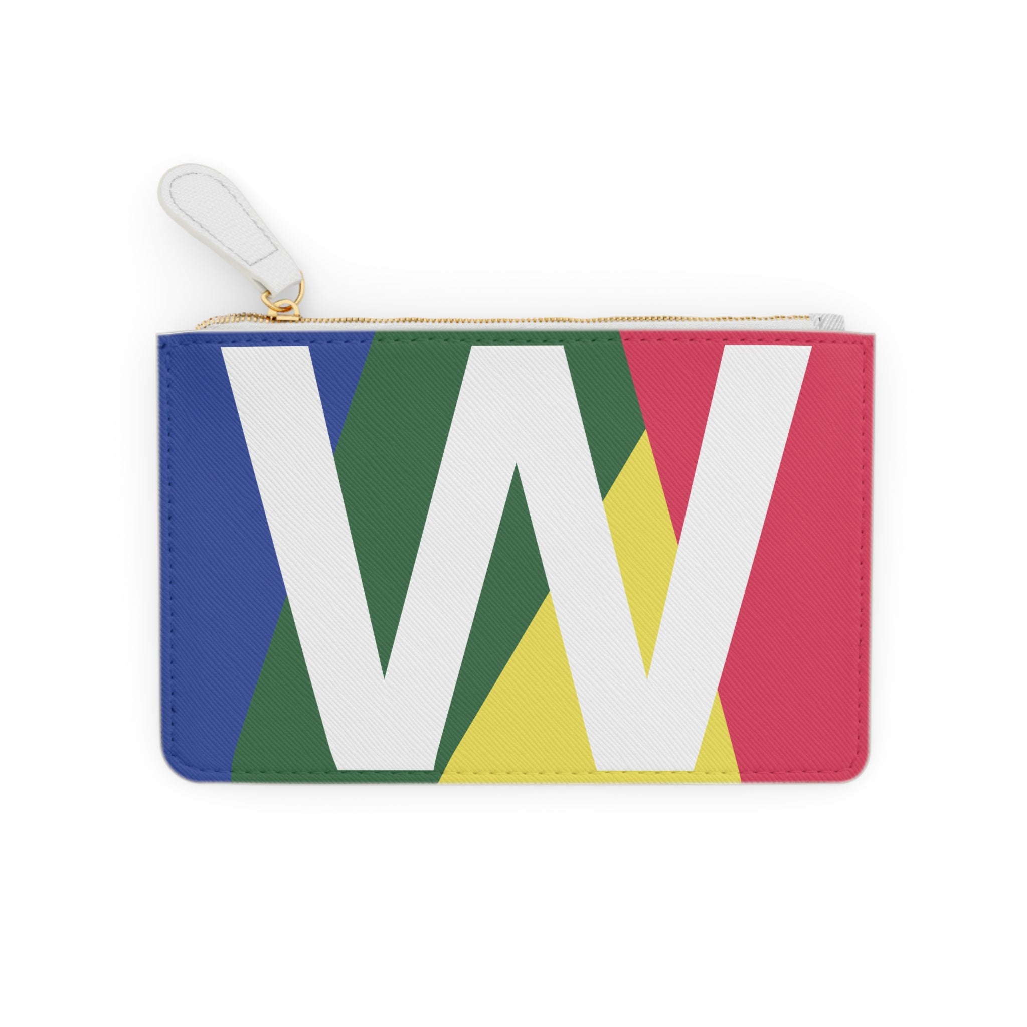 Initial W Mini Clutch — Colorblock Monogram Wristlet Wallet