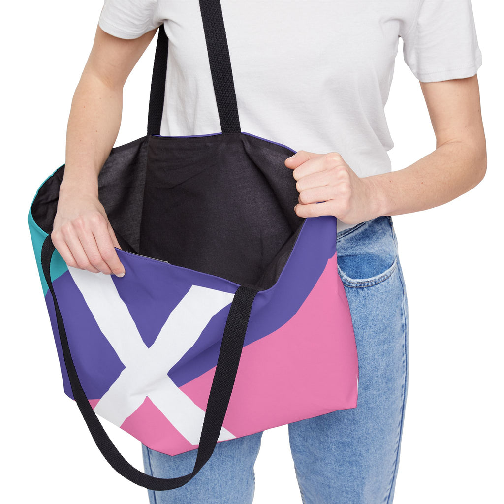 Personalized 'X' Colorblock Tote Bag — Monogram Weekender Tote