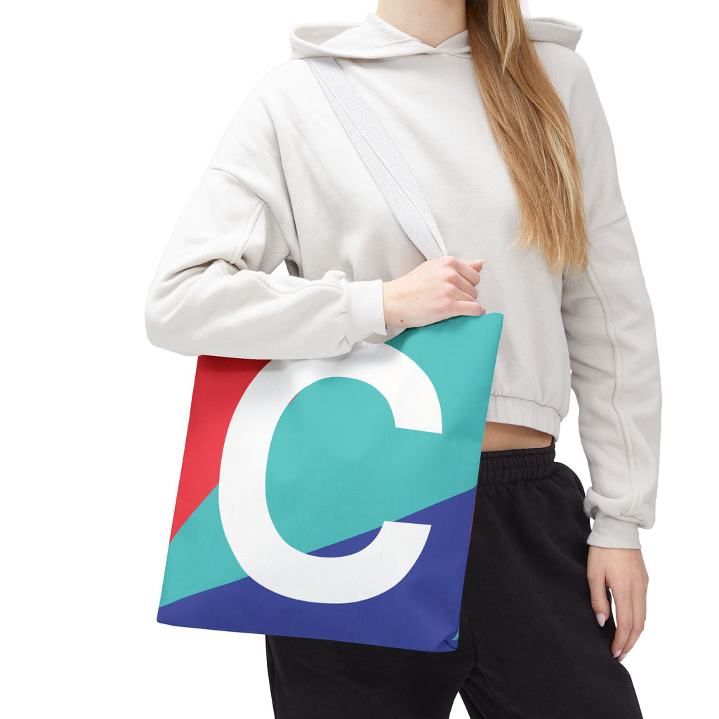 Monogram 'C' Colorblock Tote Bag — Personalized Initial C Shoulder Tote